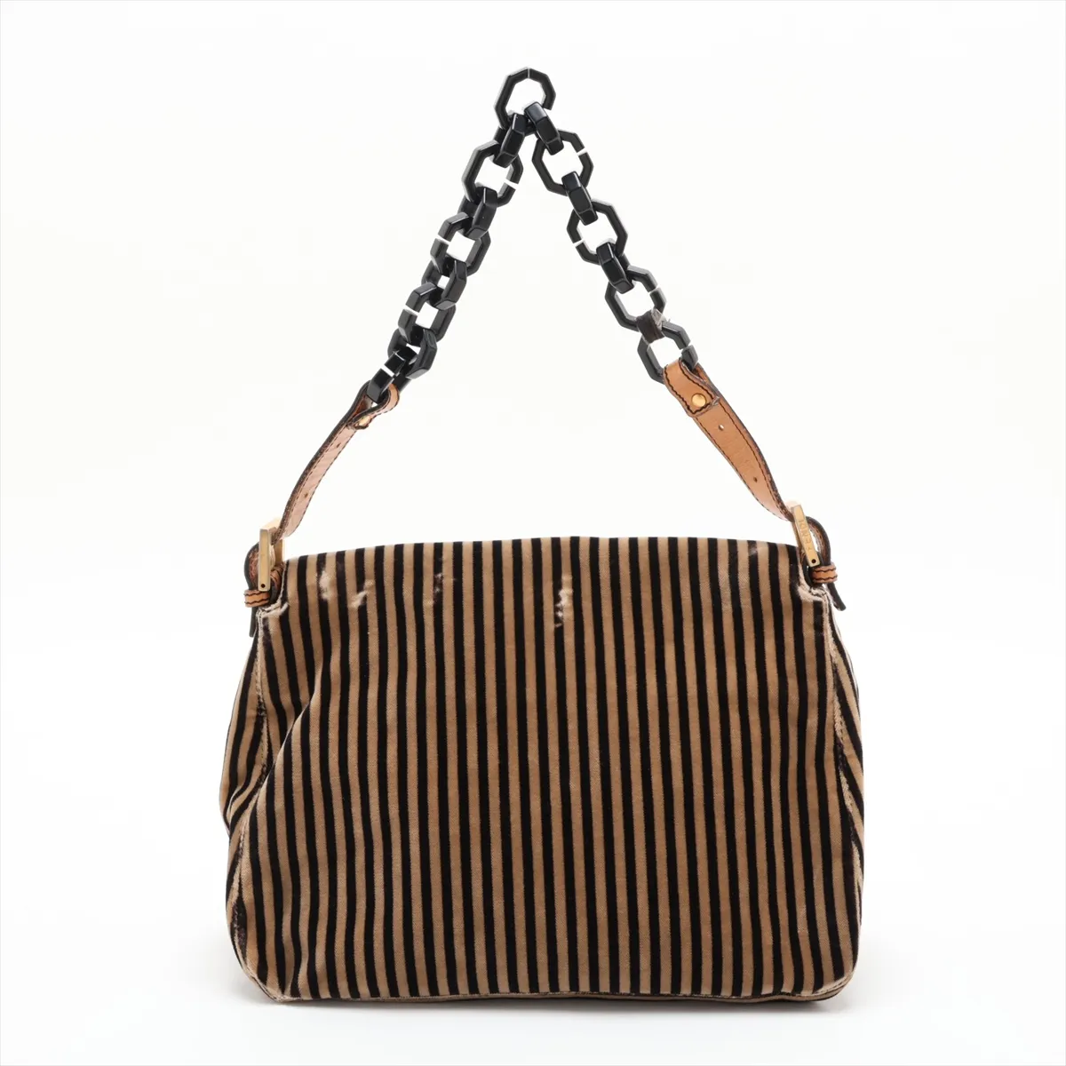 Mamma Bucket 8BR001 Velour x Leather Chain Shoulder Bag Brown — view 2