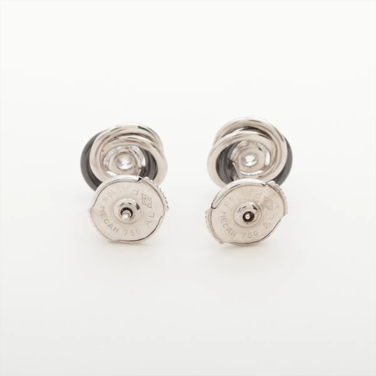 Trinity Diamond Earrings, 750 (WG) x Ceramic, 2.3g, BNJ081. Post slightly bent, some engraving — view 2