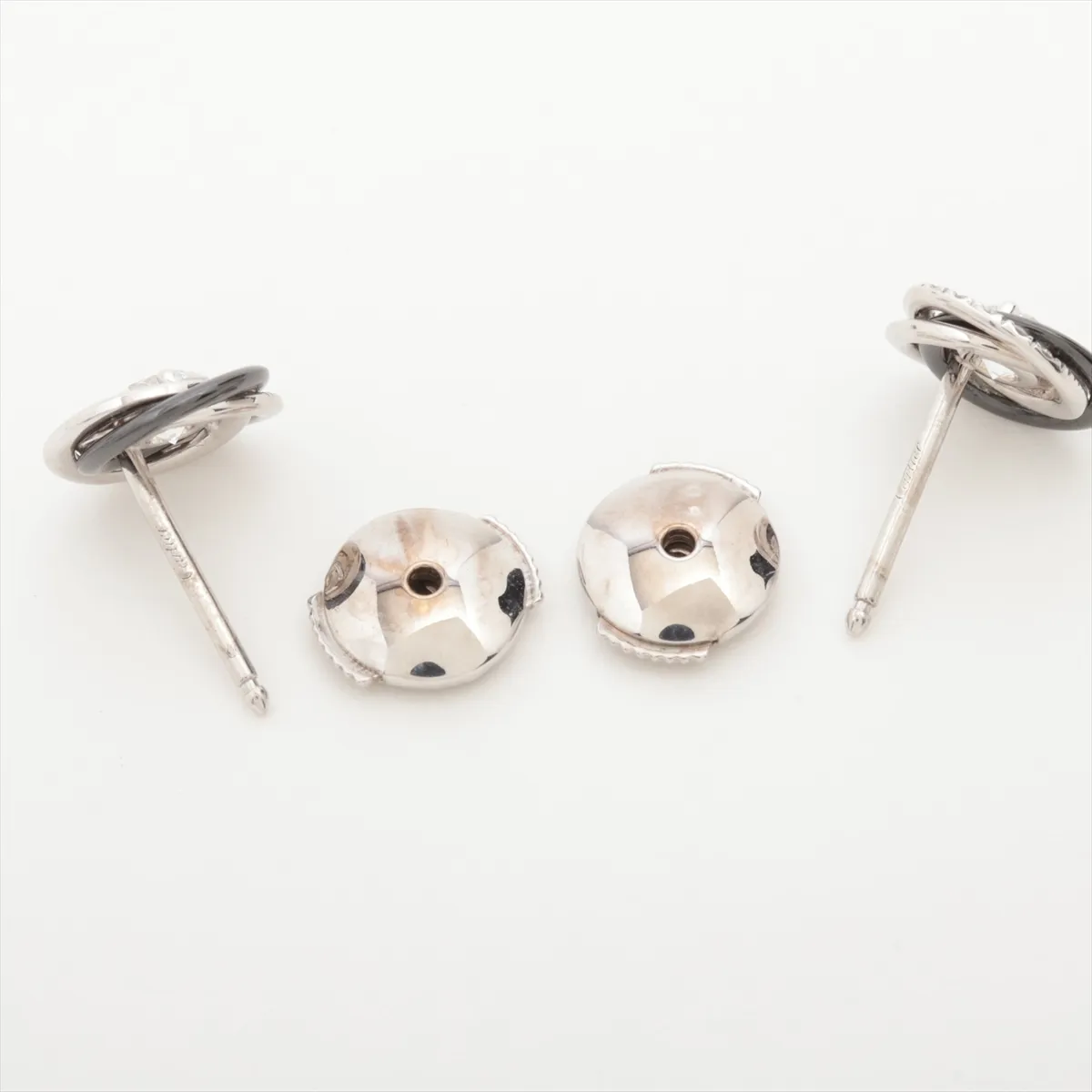 Trinity Diamond Earrings, 750 (WG) x Ceramic, 2.3g, BNJ081. Post slightly bent, some engraving — view 4
