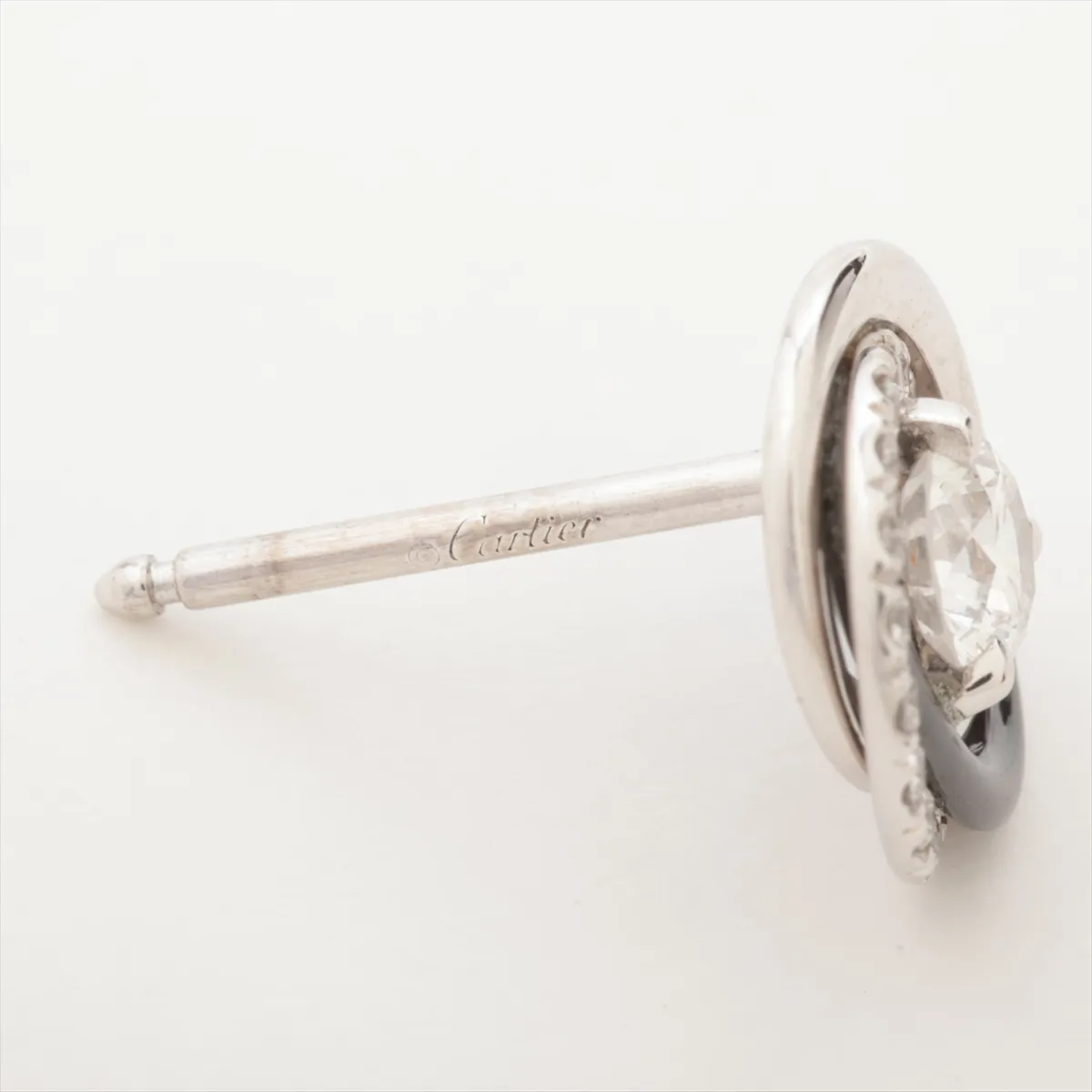 Trinity Diamond Earrings, 750 (WG) x Ceramic, 2.3g, BNJ081. Post slightly bent, some engraving — view 5