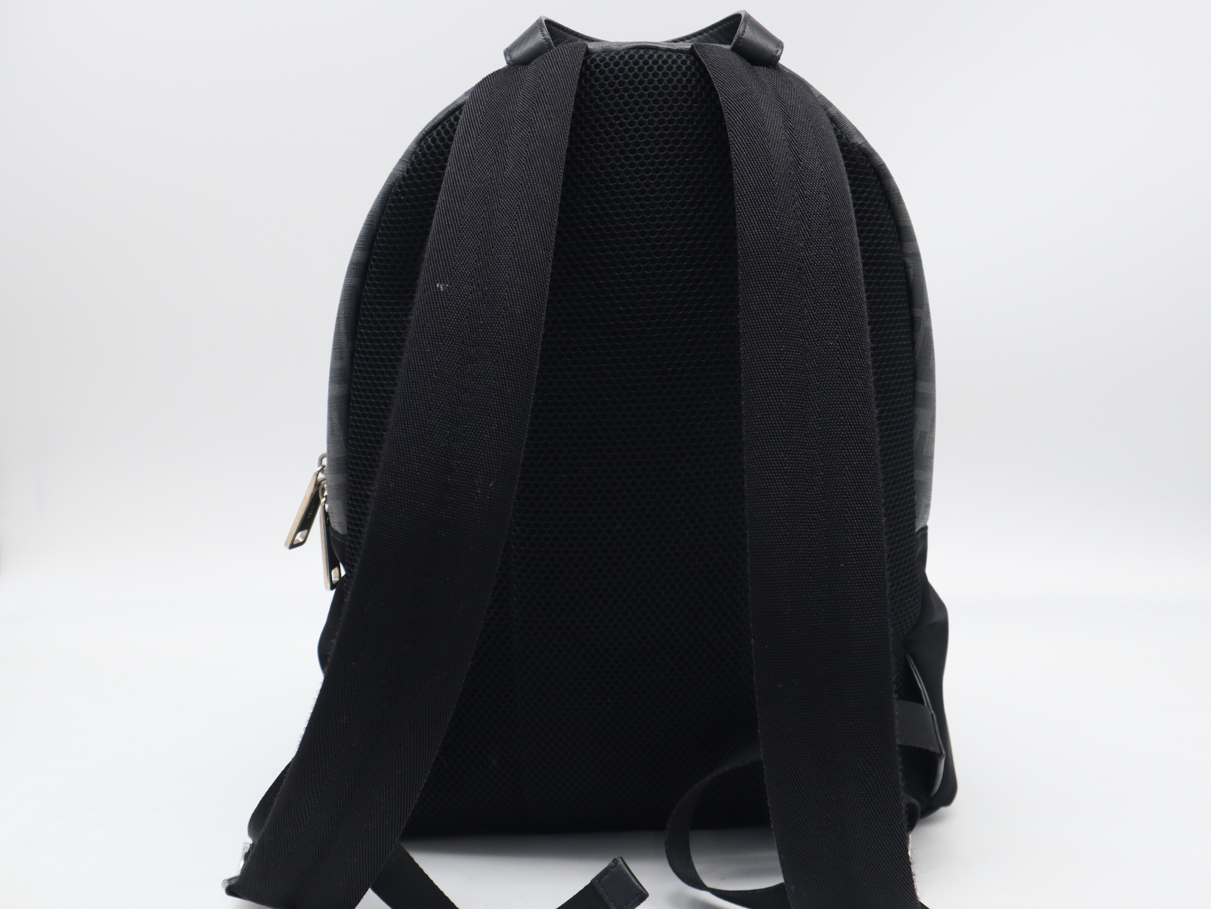 7VZ042 Nylon x Canvas x Leather Diagonal Backpack (Black, Gray, Yellow) with Dust Bag — view 2