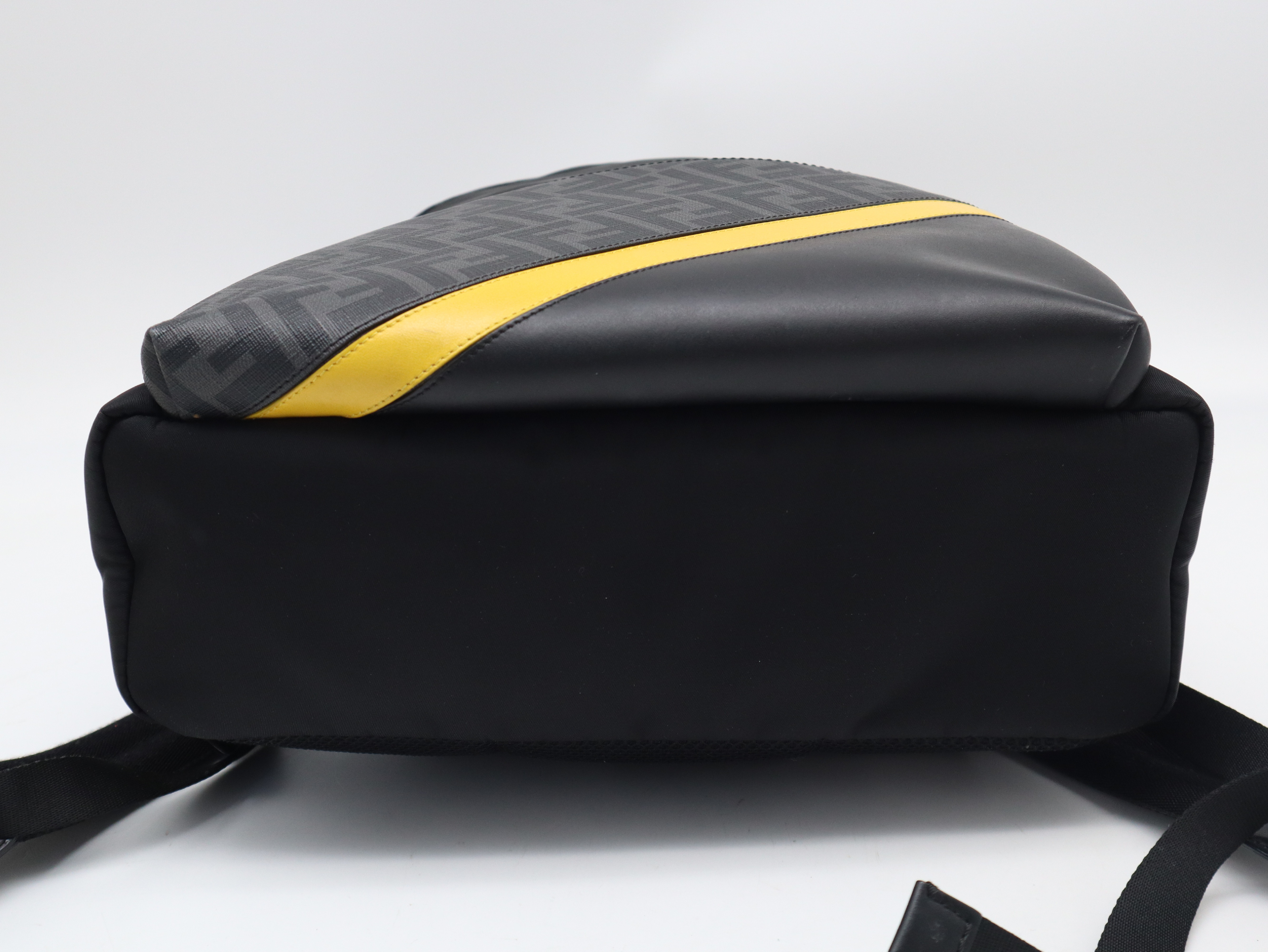 7VZ042 Nylon x Canvas x Leather Diagonal Backpack (Black, Gray, Yellow) with Dust Bag — view 5