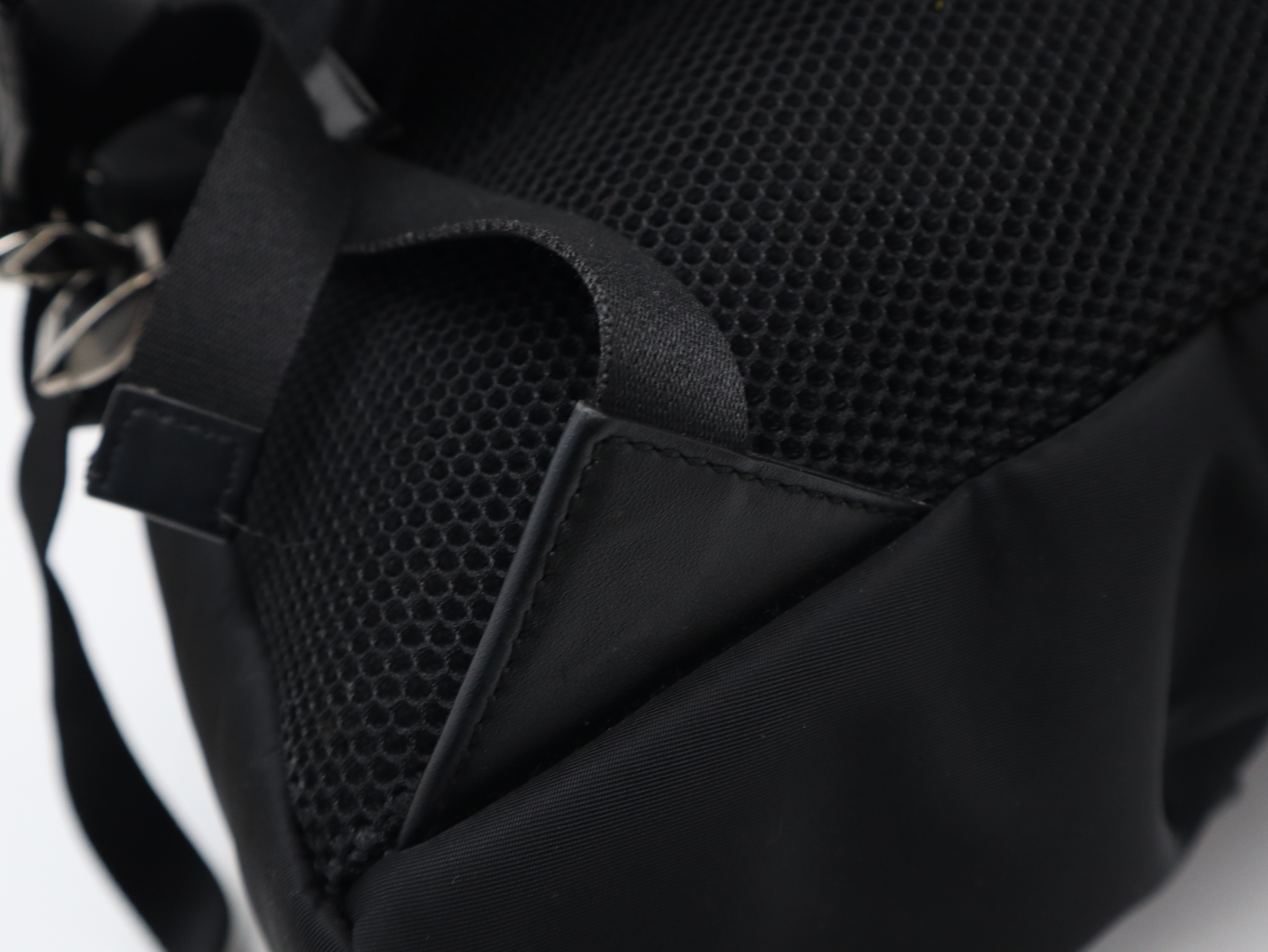 7VZ042 Nylon x Canvas x Leather Diagonal Backpack (Black, Gray, Yellow) with Dust Bag — view 8