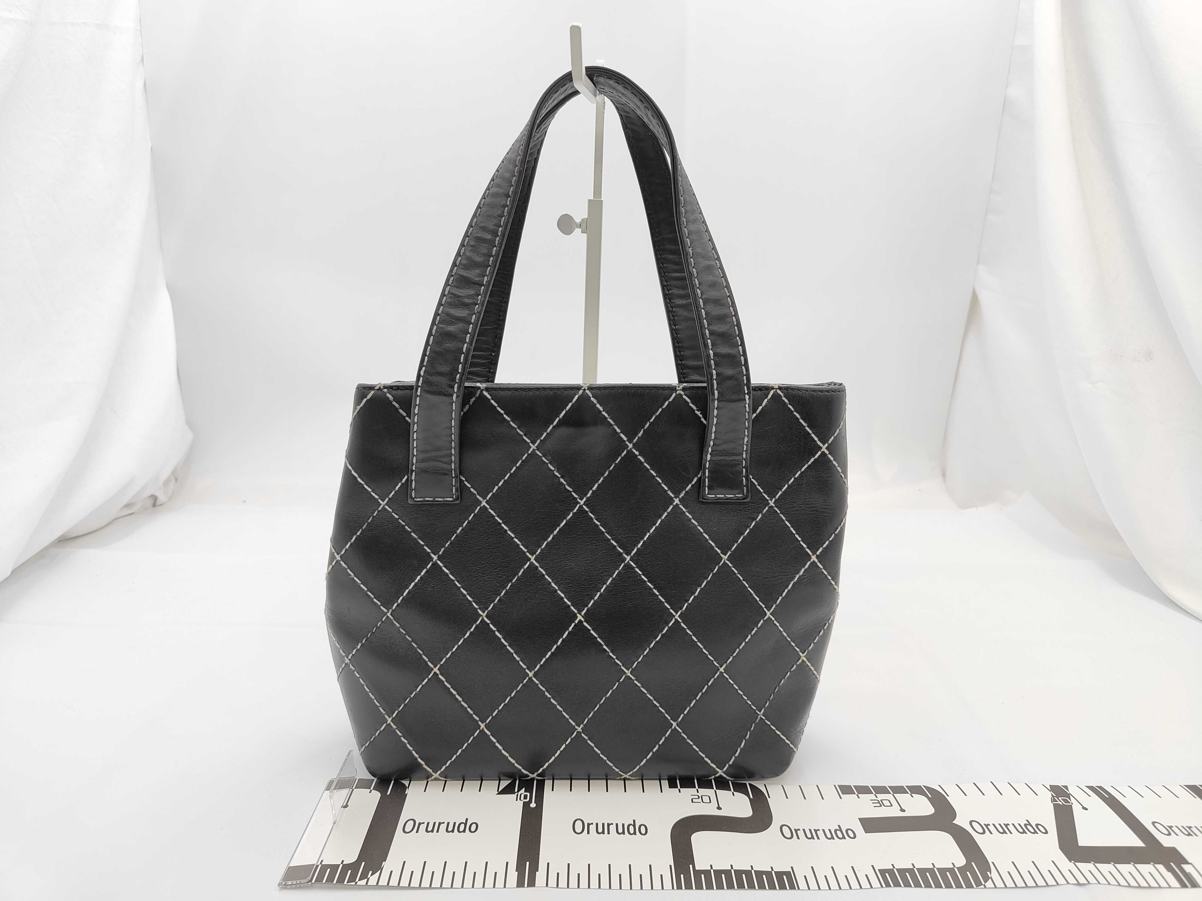 Wild Stitch Leather Handbag, Black with Gold Hardware, 7399736 — view 2