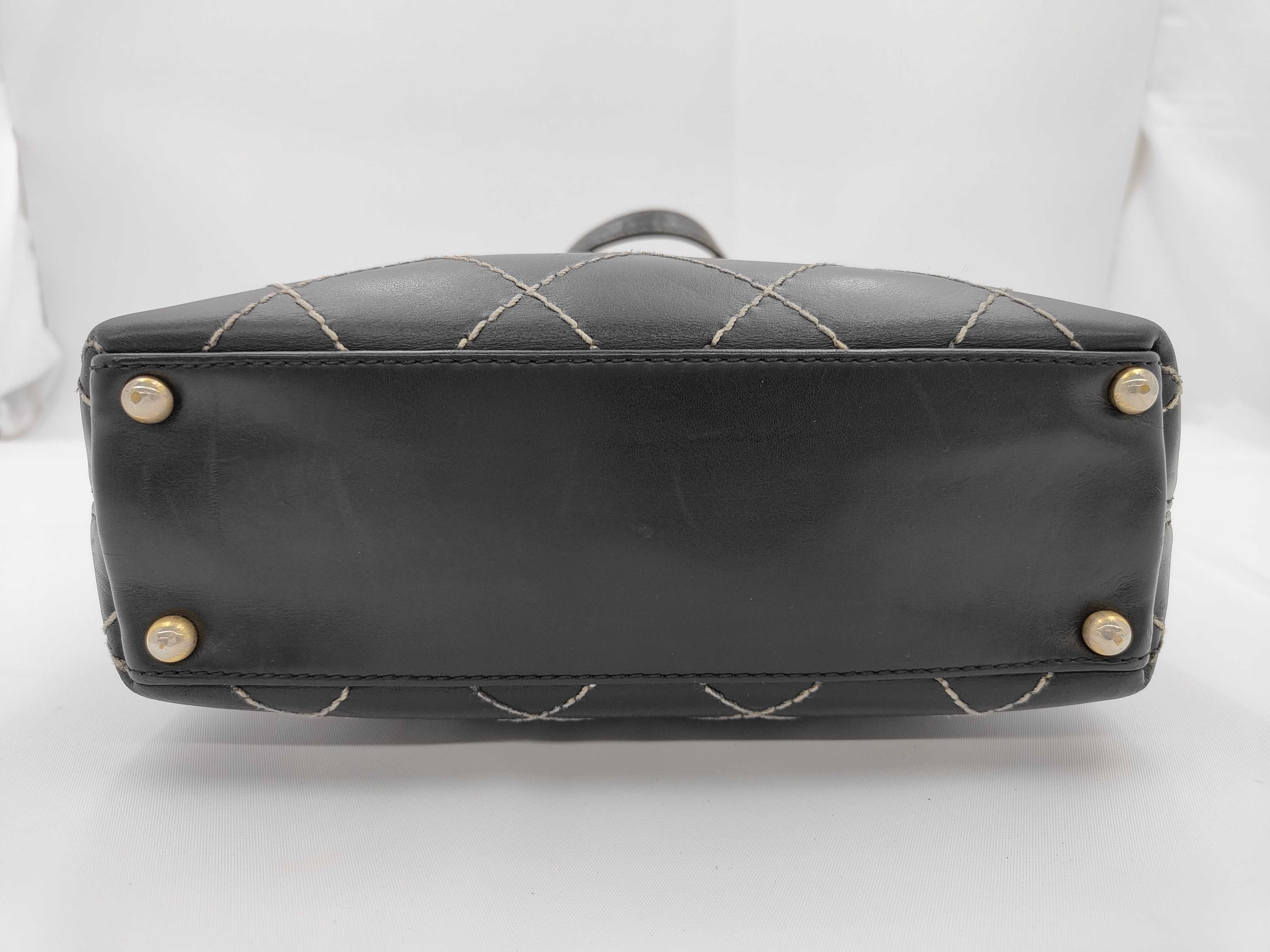 Wild Stitch Leather Handbag, Black with Gold Hardware, 7399736 — view 5