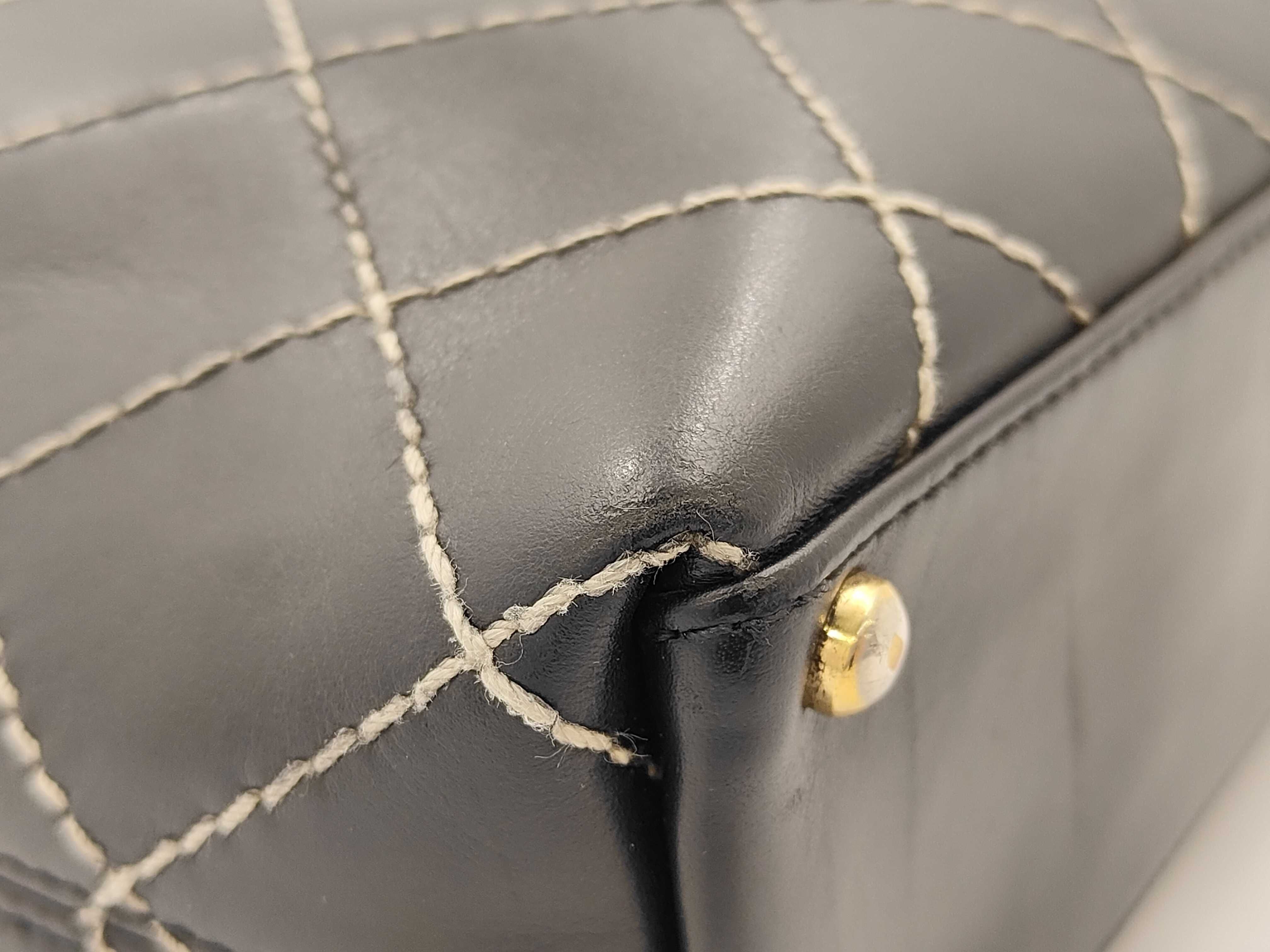 Wild Stitch Leather Handbag, Black with Gold Hardware, 7399736 — view 6