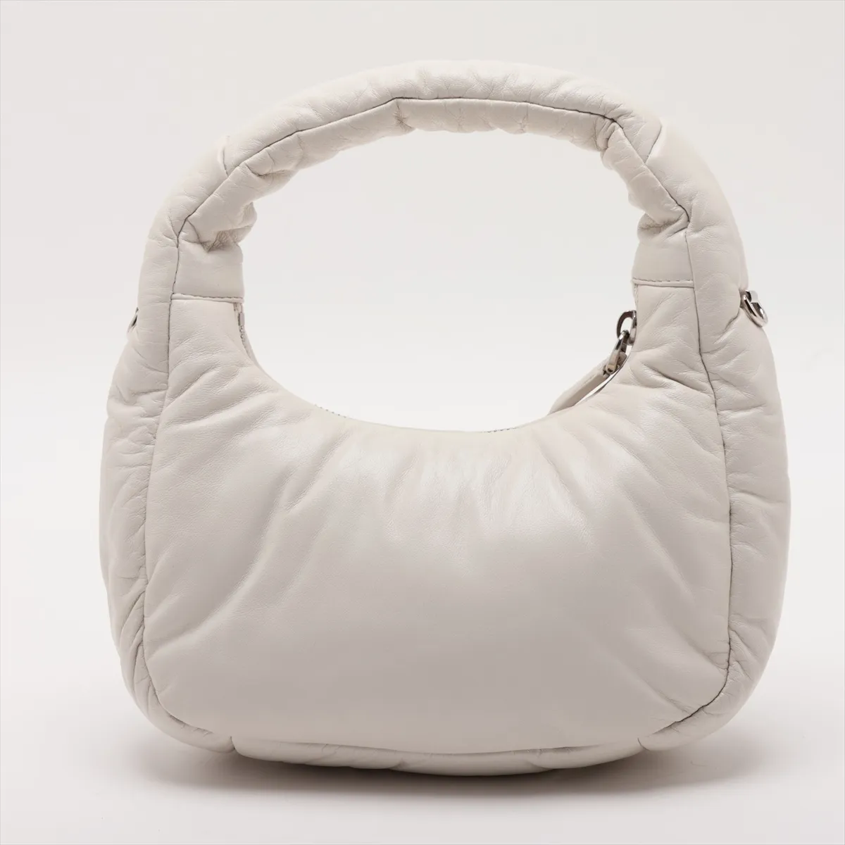 Nappa Leather 2-Way Handbag, White — view 2