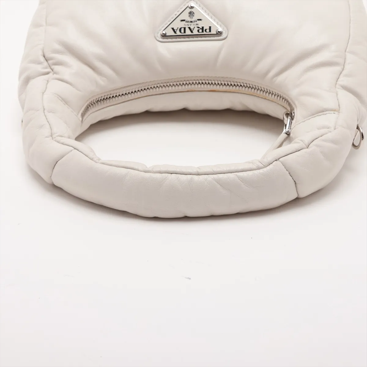 Nappa Leather 2-Way Handbag, White — view 5