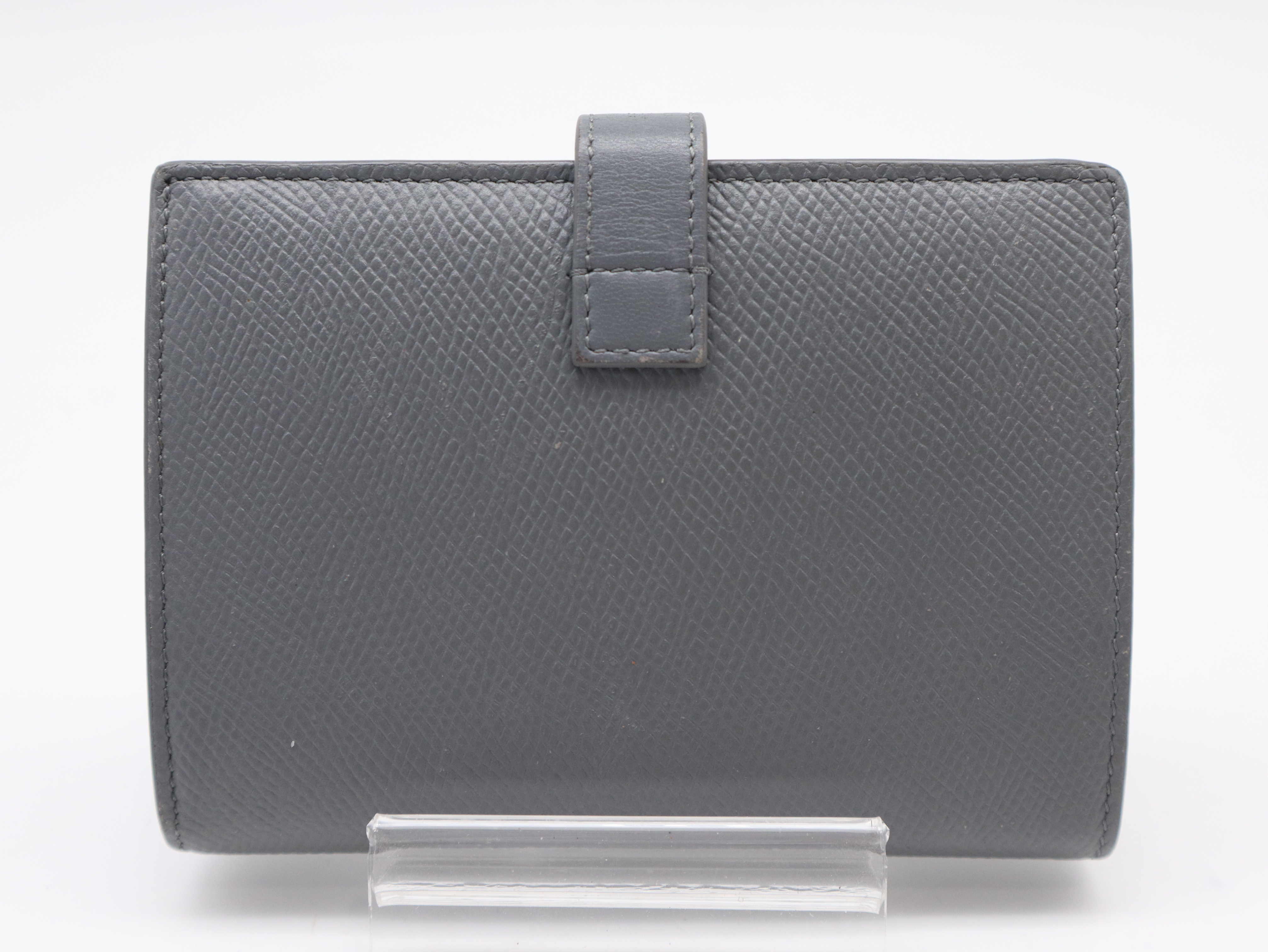 Leather Medium Strap Wallet, Gray — view 2