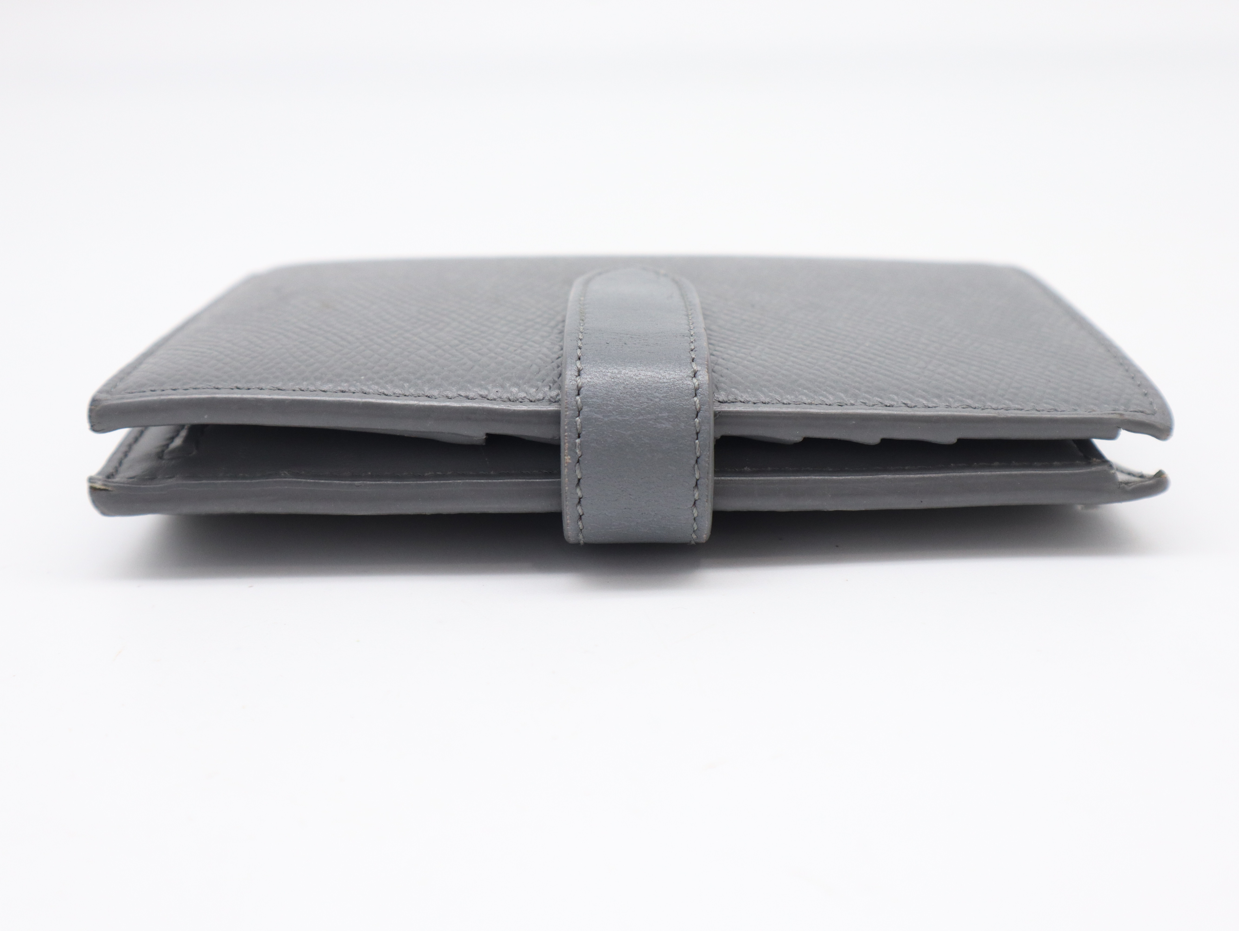 Leather Medium Strap Wallet, Gray — view 3