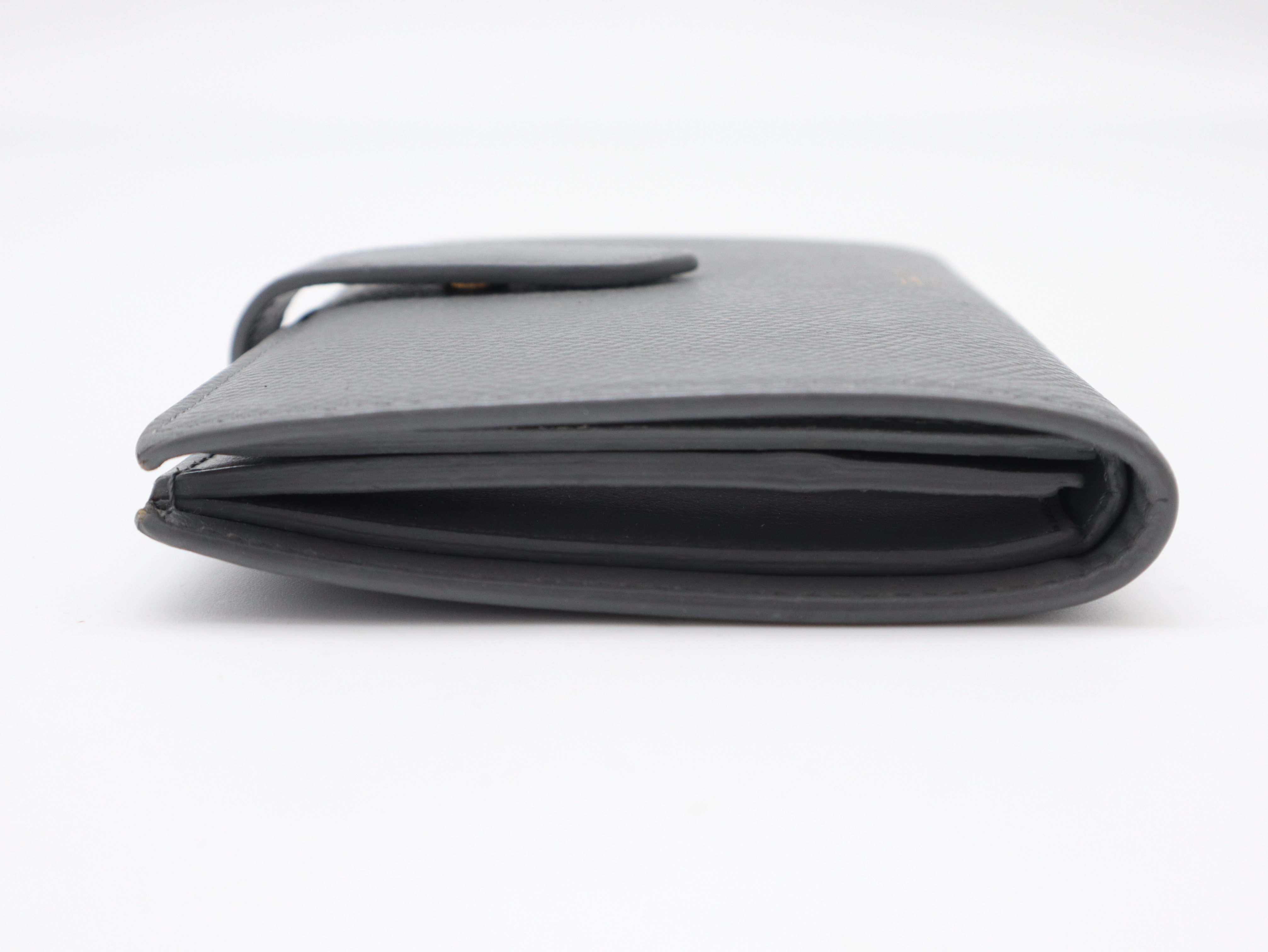 Leather Medium Strap Wallet, Gray — view 5
