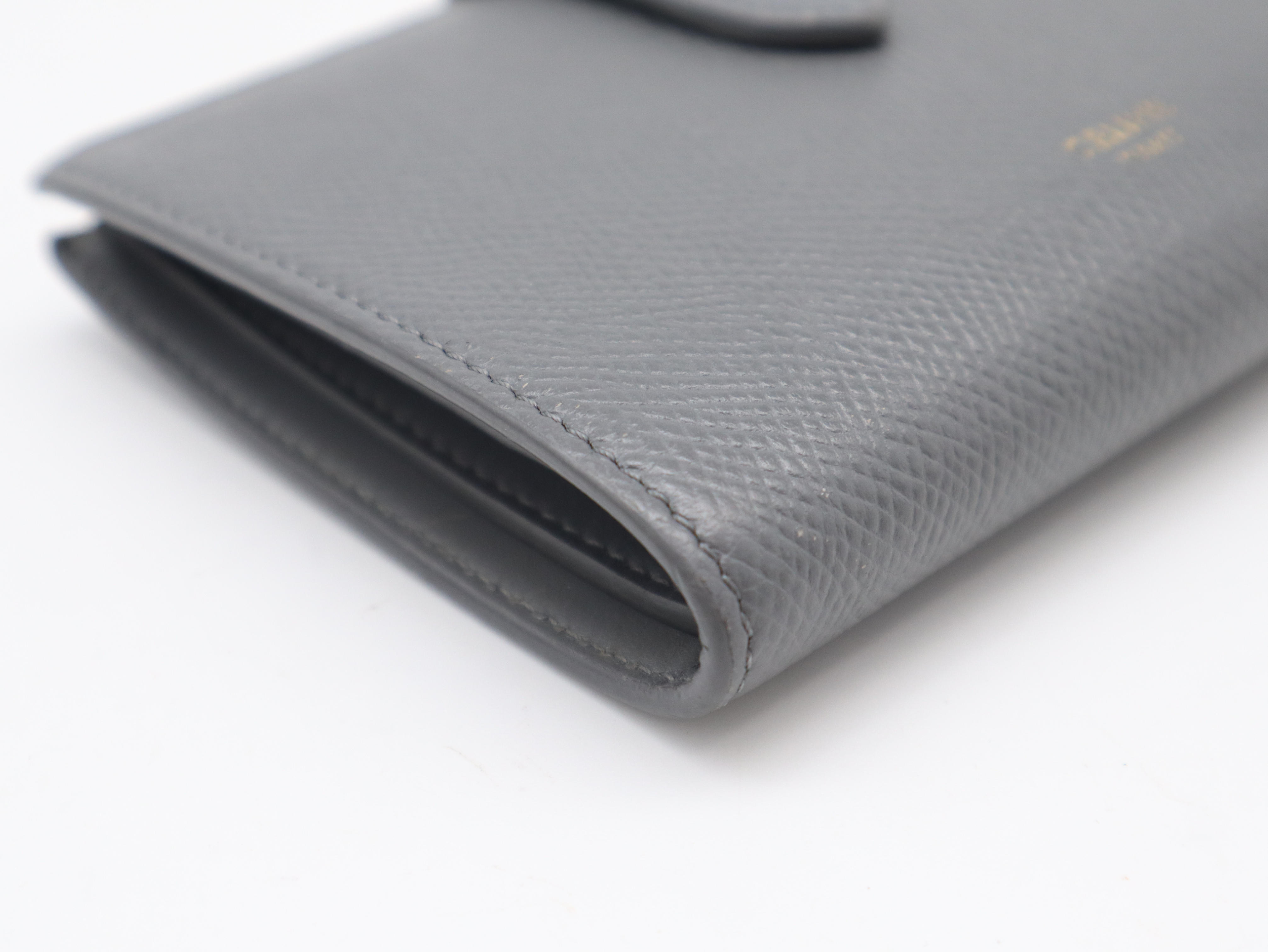 Leather Medium Strap Wallet, Gray — view 7