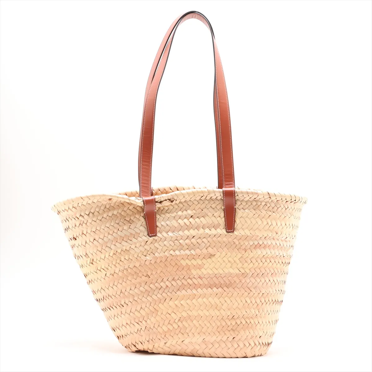 Triomphe Panier Raffia x Leather Basket Bag Beige x Brown — view 2
