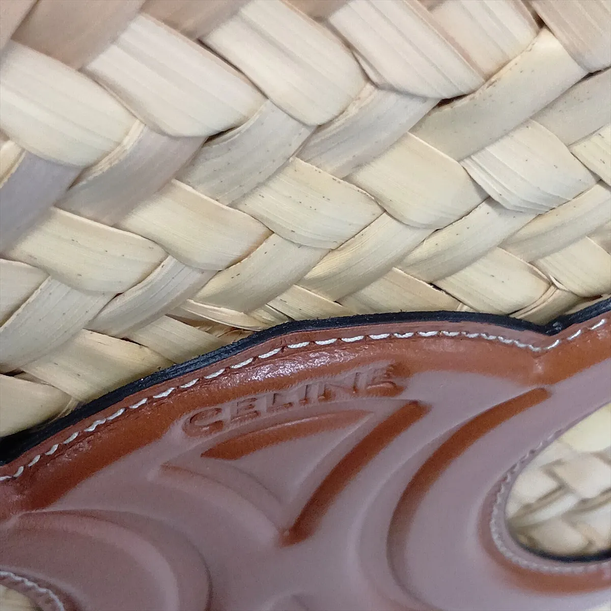 Triomphe Panier Raffia x Leather Basket Bag Beige x Brown — view 13