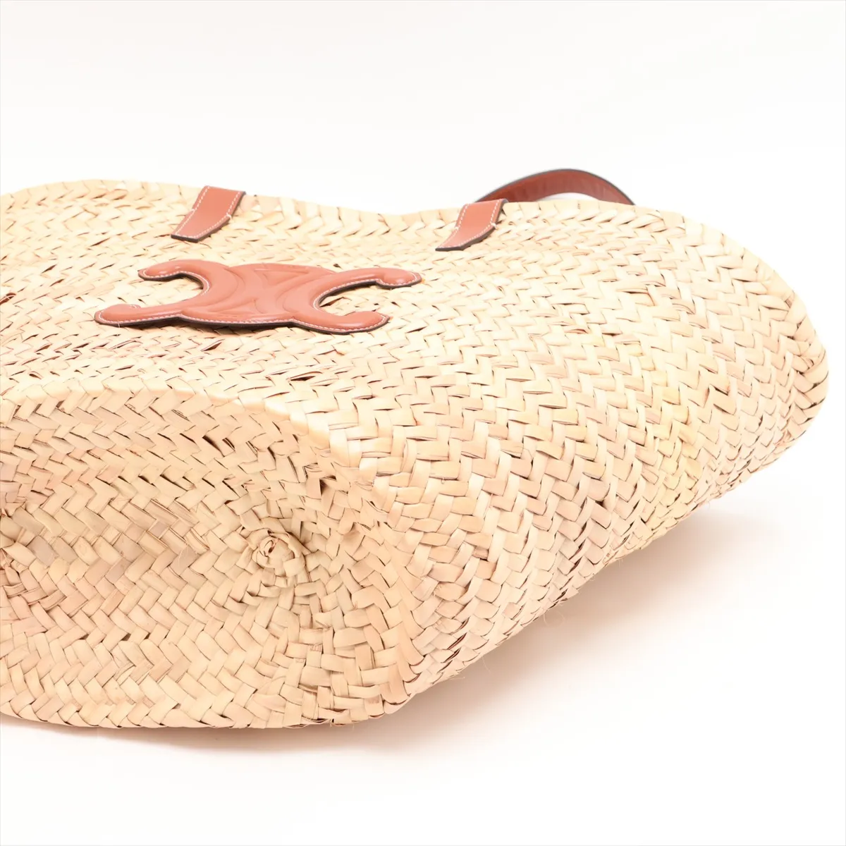 Triomphe Panier Raffia x Leather Basket Bag Beige x Brown — view 3
