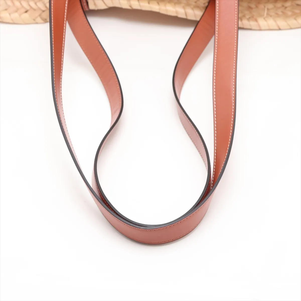 Triomphe Panier Raffia x Leather Basket Bag Beige x Brown — view 5