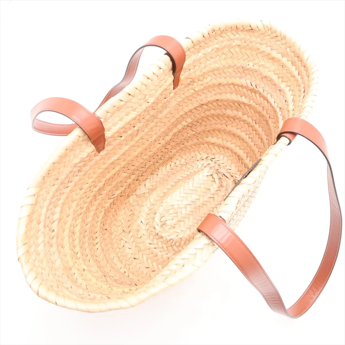 Triomphe Panier Raffia x Leather Basket Bag Beige x Brown — view 7