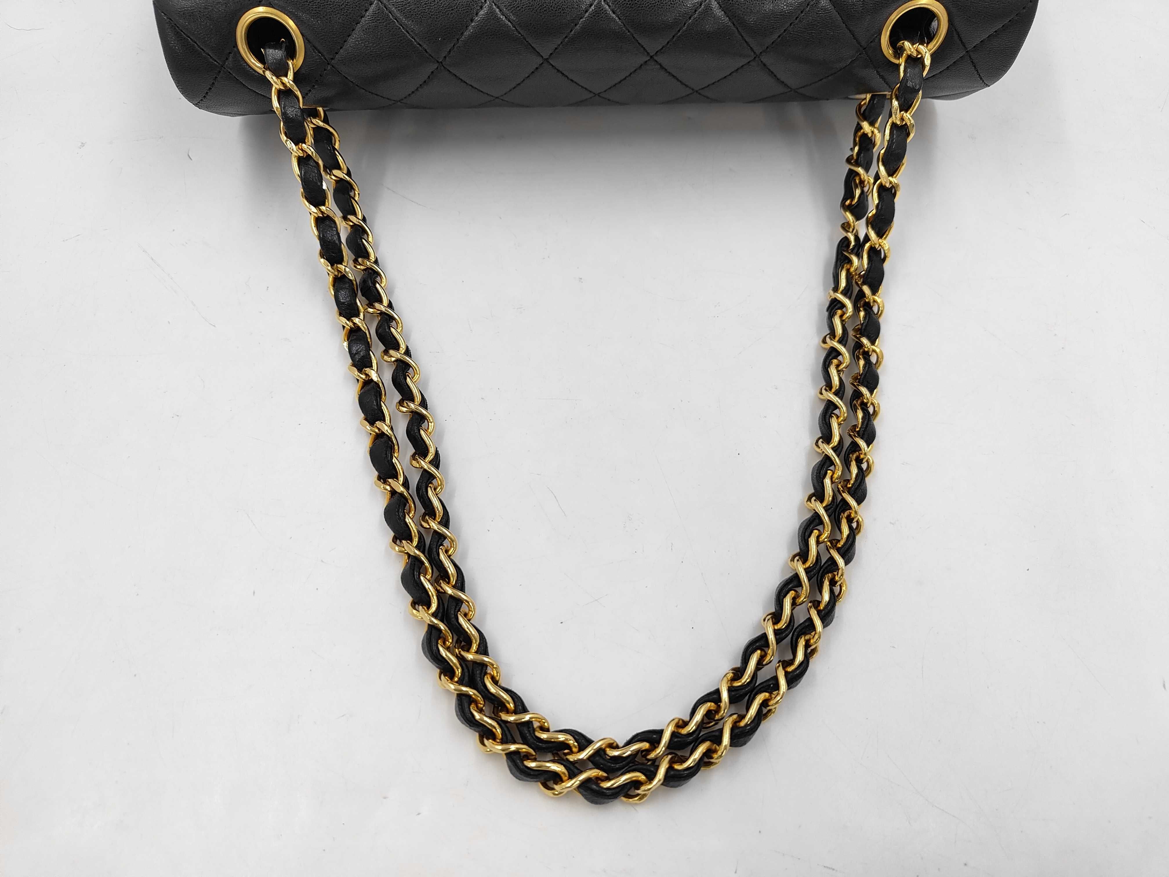 Lambskin Single Flap Matelassé Chain Shoulder Bag, Black, Series 1, with Pouch. — view 3