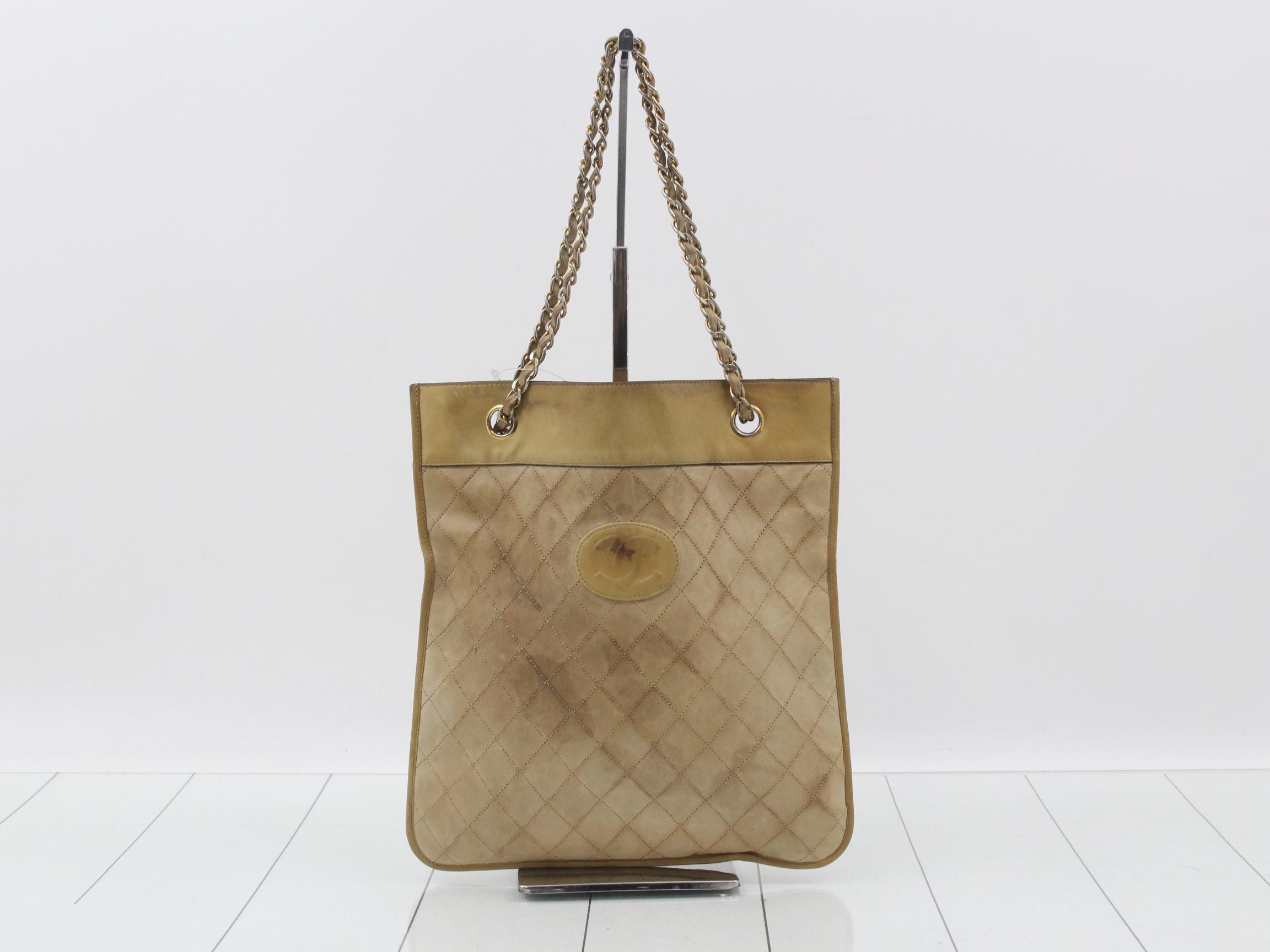 Coco Mark Quilted Tote Handbag with Chain