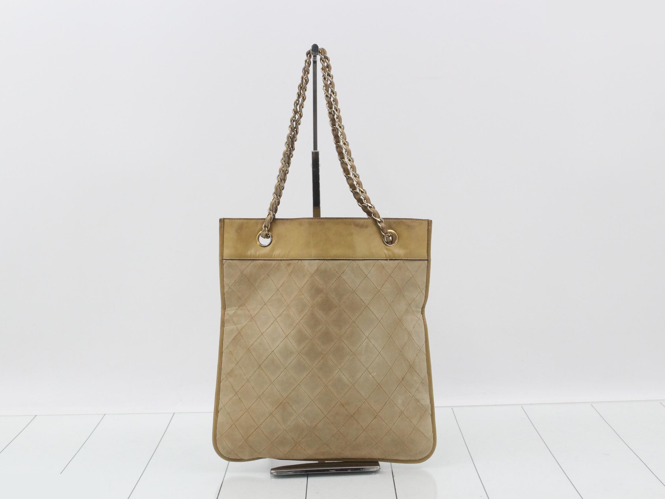 Coco Mark Quilted Tote Handbag with Chain — view 2