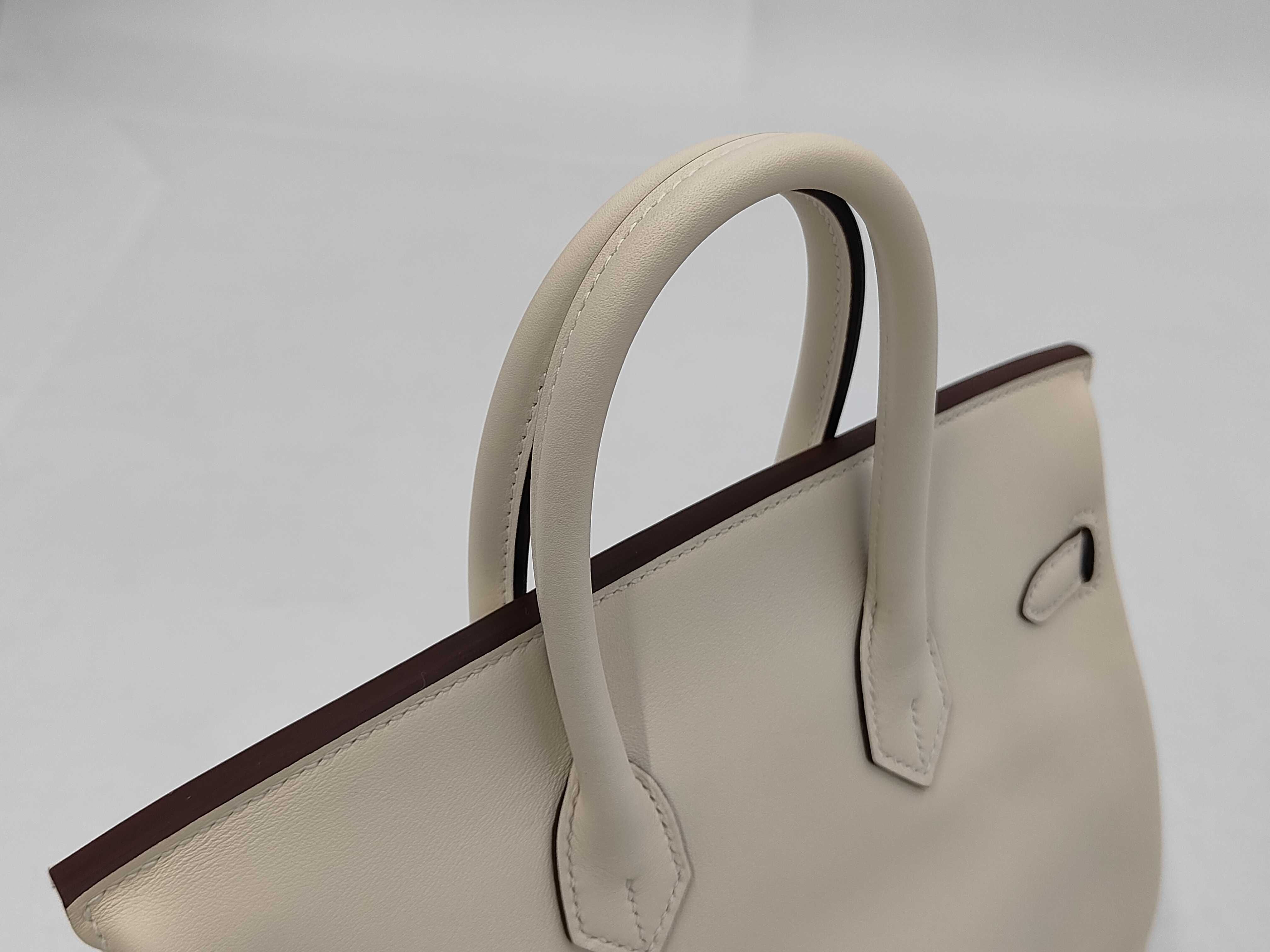 Birkin 25 Nata, P hardware, G stamp, Swift leather, white handbag — view 3