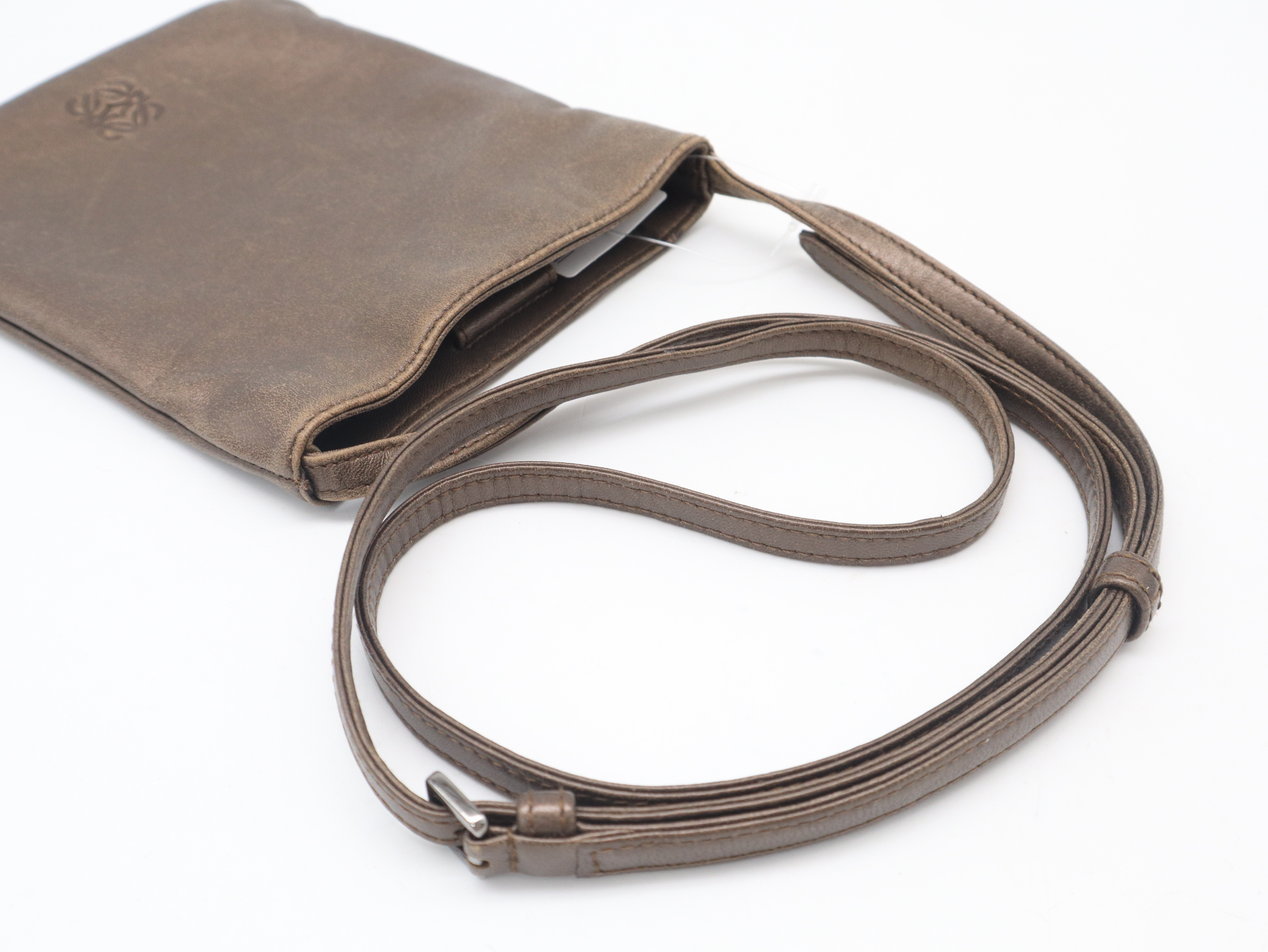 Anagram Nappa Leather Shoulder Bag, Brown — view 6