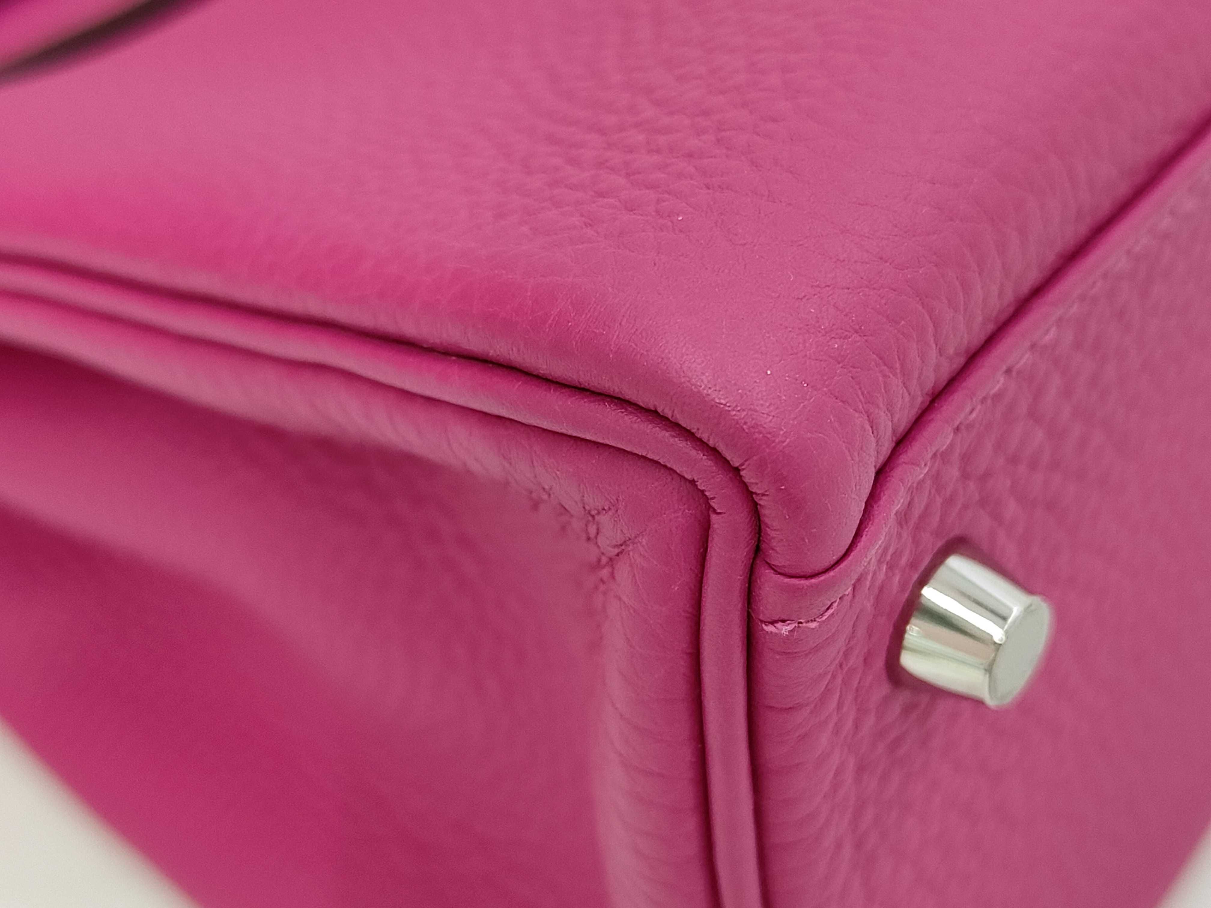 Kelly 28, Togo leather, Rose Purple, A stamp, Silver hardware, Shoulder bag — view 3