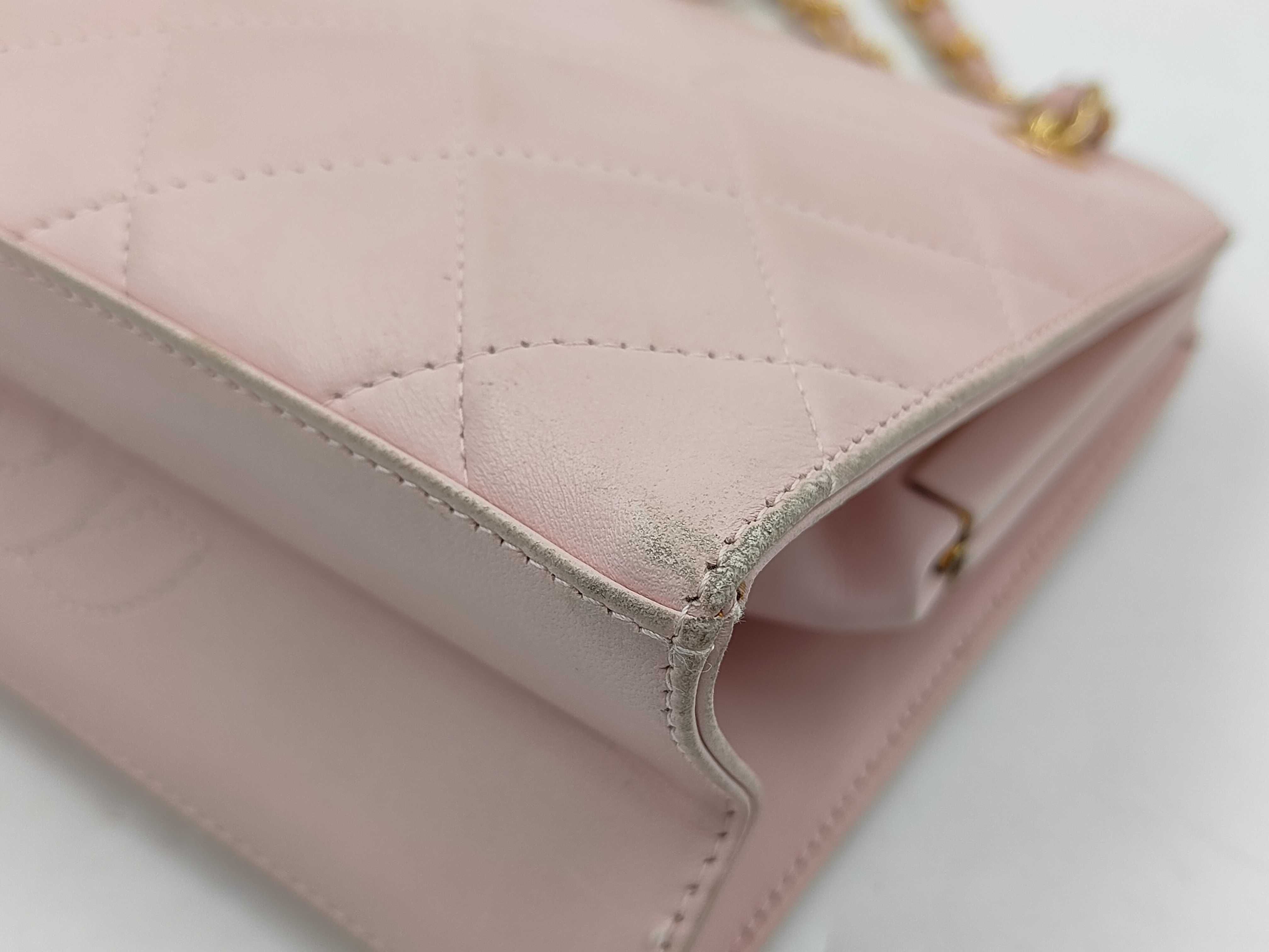 ID- Matelasse cow skin chain shoulder bag Pink Gold Metal Fittings #4756 Shoulder bag — view 7