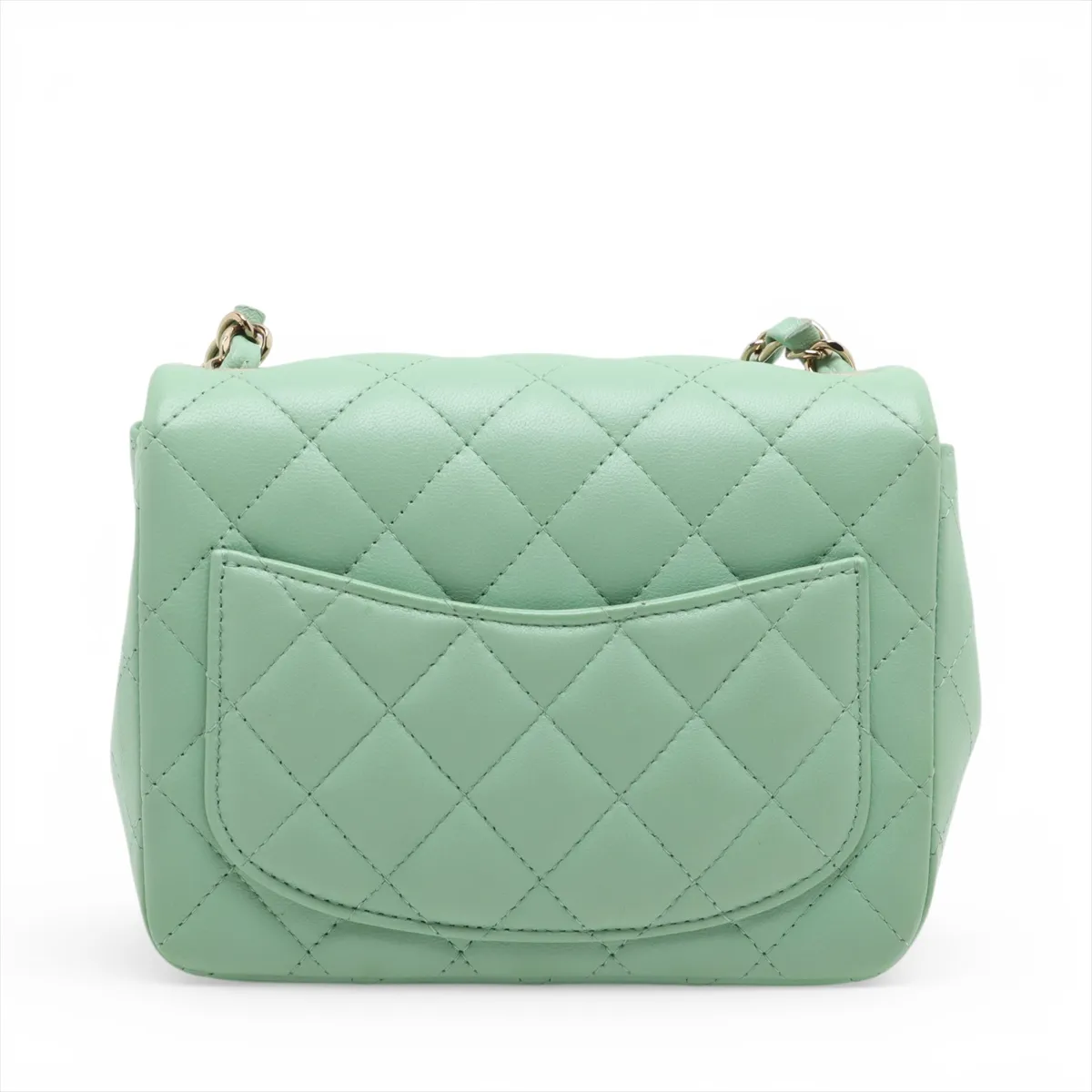 Mini Matelasse 17 Lambskin Single Flap Single Chain Bag Green Gold Hardware J1KL9218 Random Plate A35200 — view 2