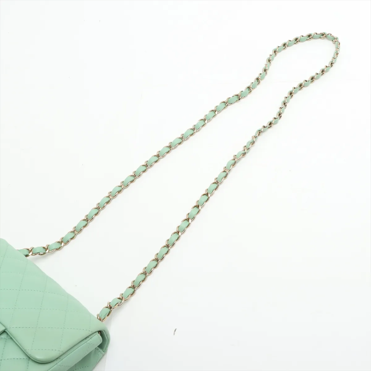 Mini Matelasse 17 Lambskin Single Flap Single Chain Bag Green Gold Hardware J1KL9218 Random Plate A35200 — view 5