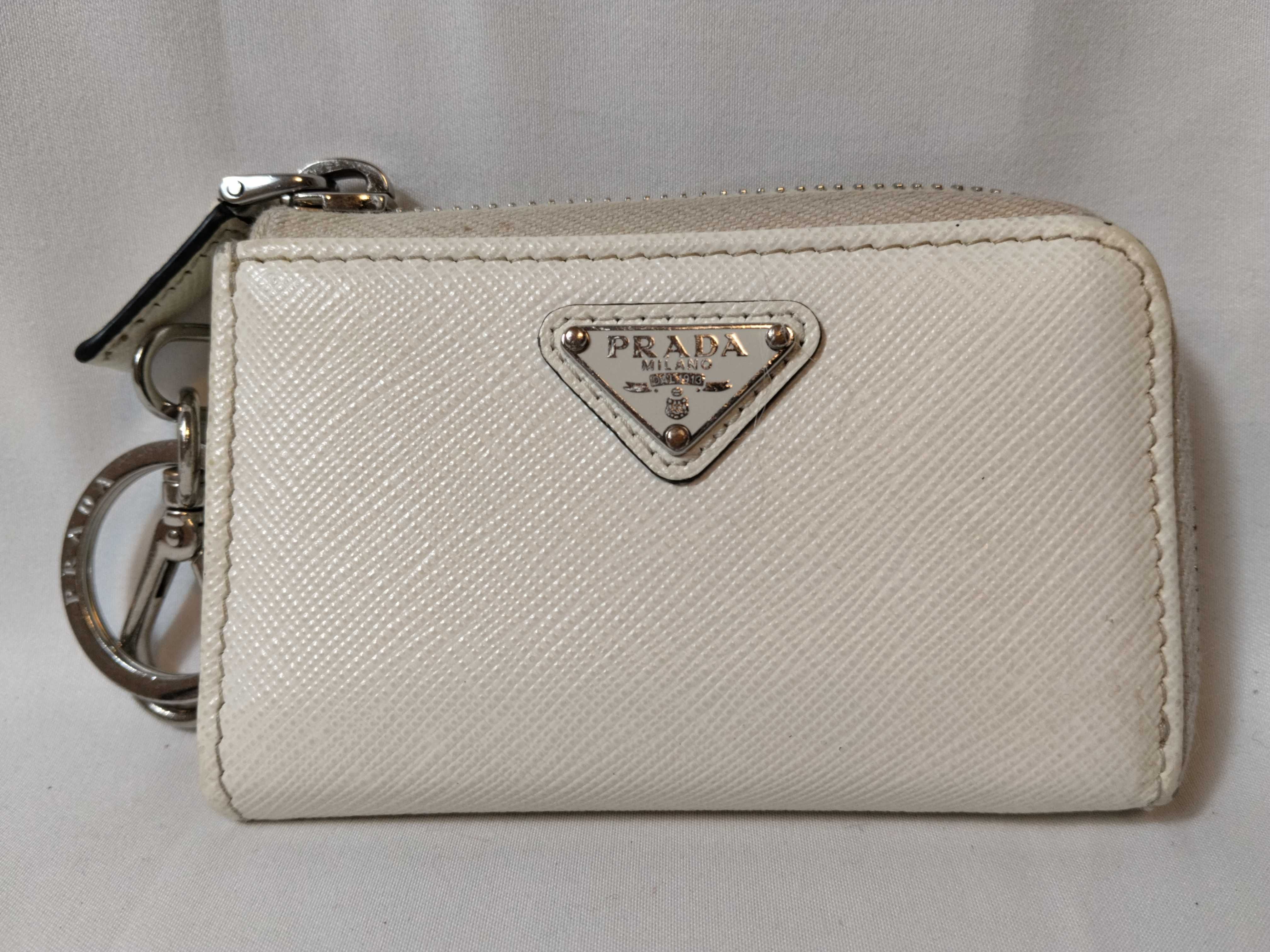 Saffiano Mini Pouch, White, Card Case