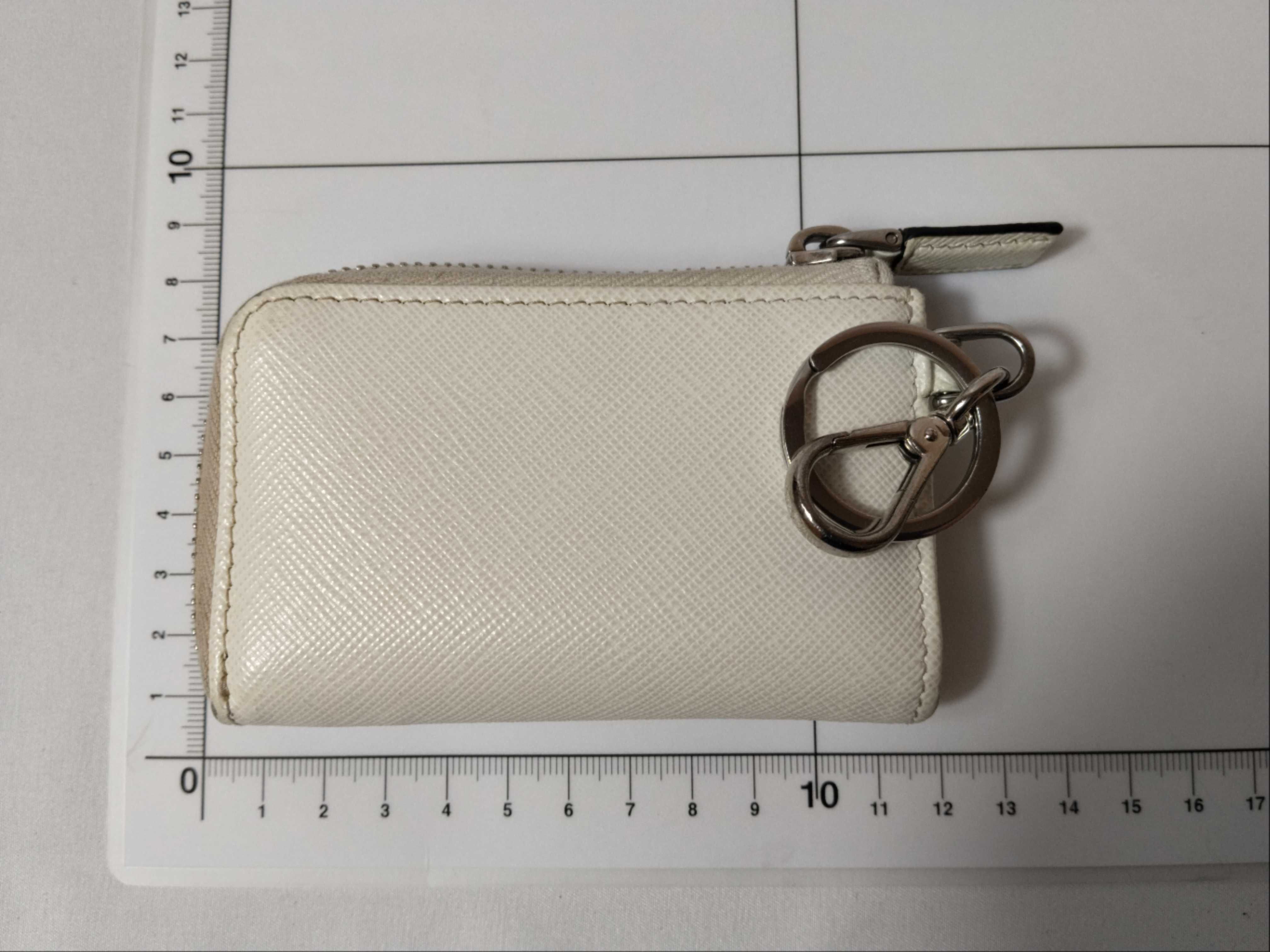 Saffiano Mini Pouch, White, Card Case — view 2