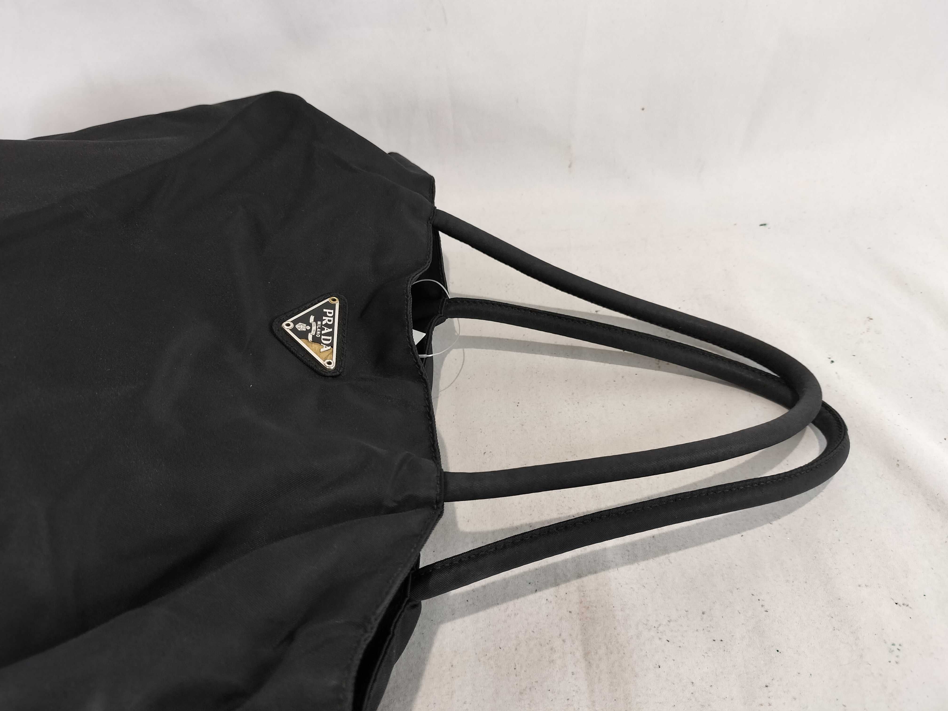 Nylon Handbag, Black. Some hardware is missing or chipped. — view 4
