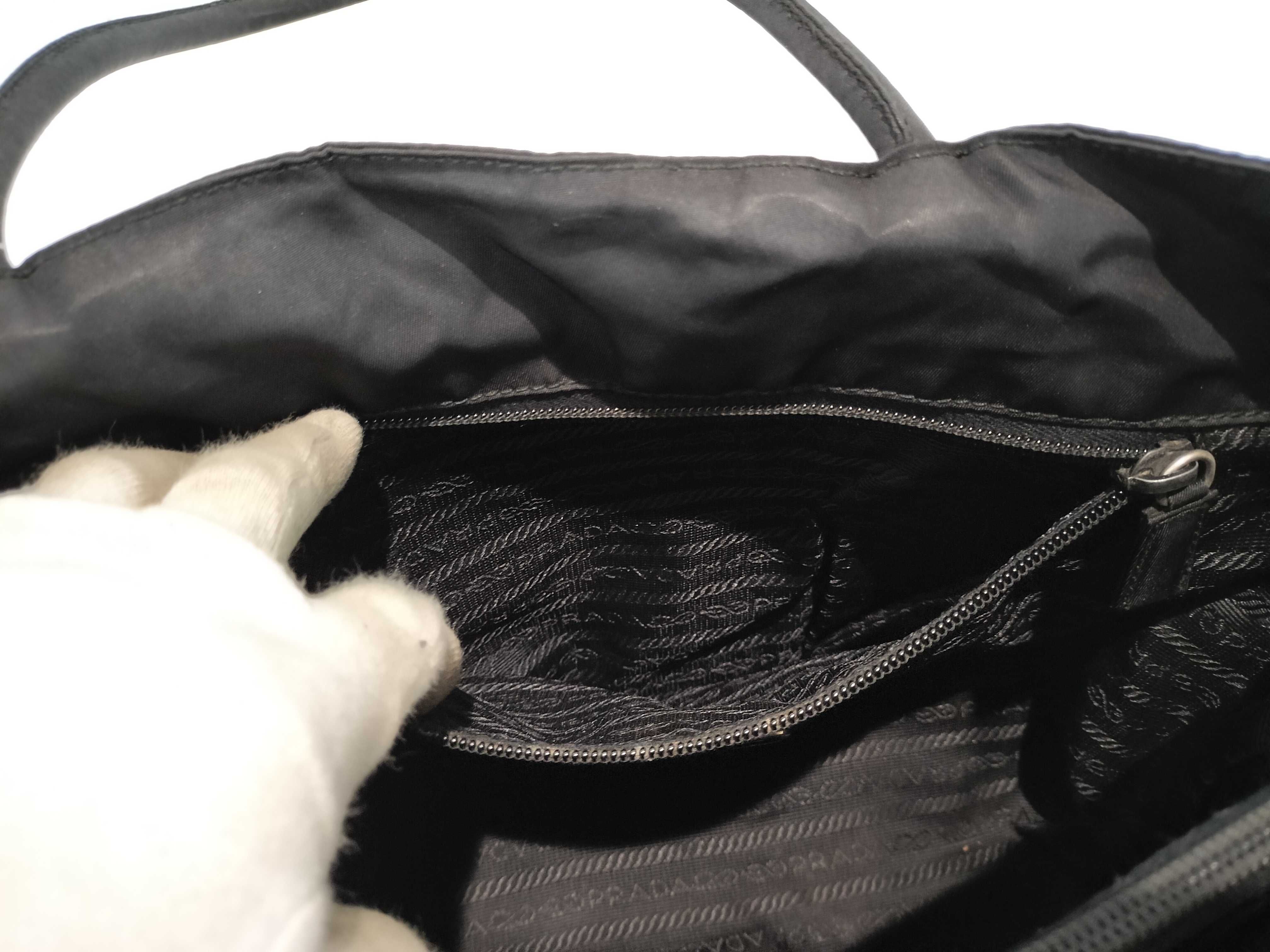 Nylon Handbag, Black. Some hardware is missing or chipped. — view 10
