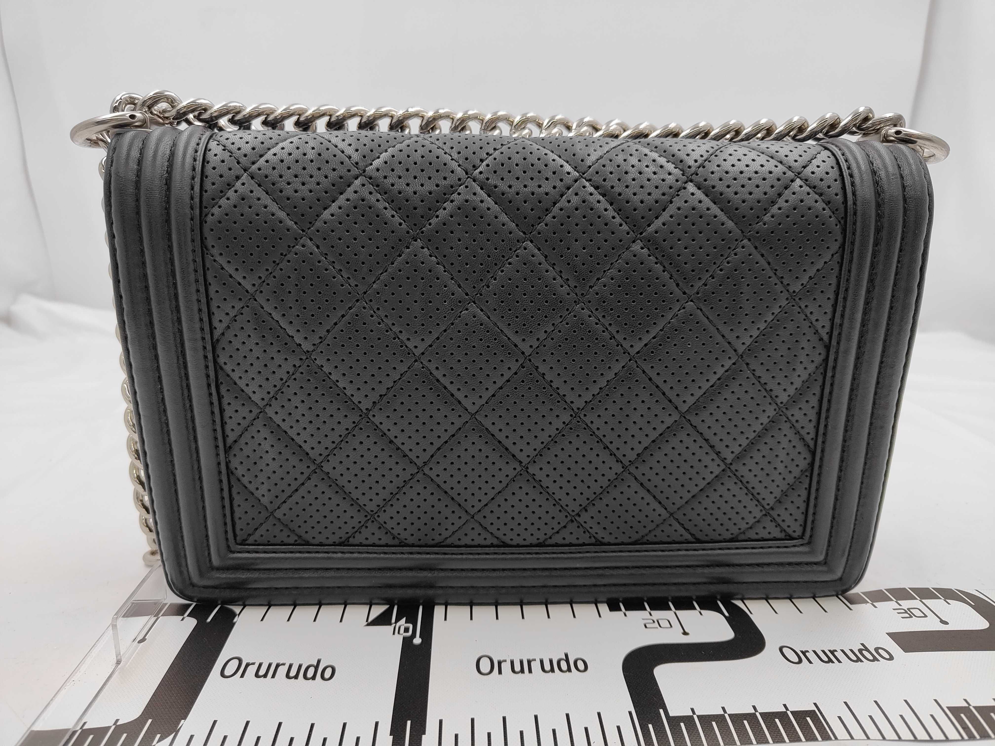 Boy Chanel Large Shoulder Bag, Silver Hardware, Perforated Leather, Black, Serial Number 19 — view 2