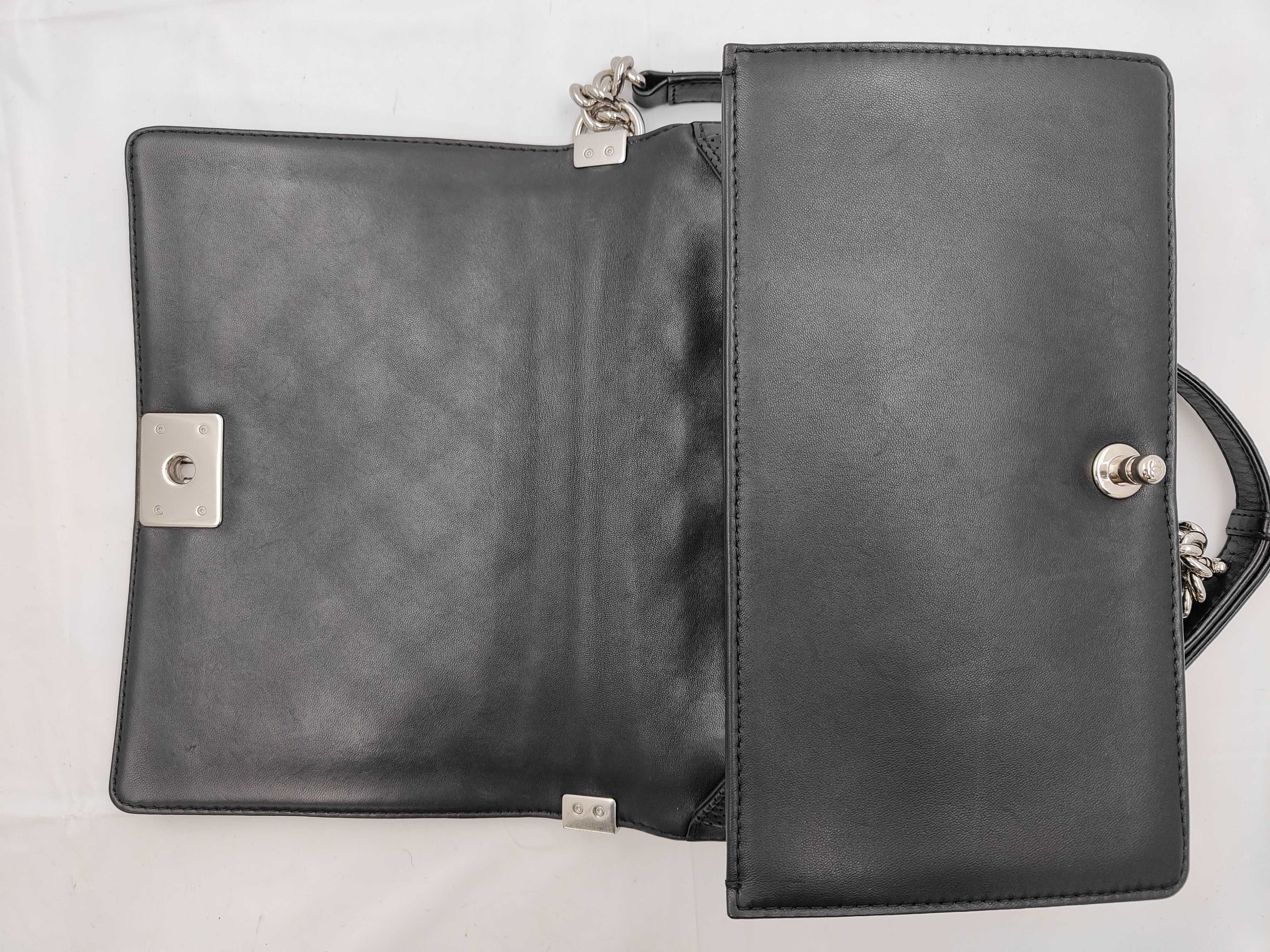 Boy Chanel Large Shoulder Bag, Silver Hardware, Perforated Leather, Black, Serial Number 19 — view 6