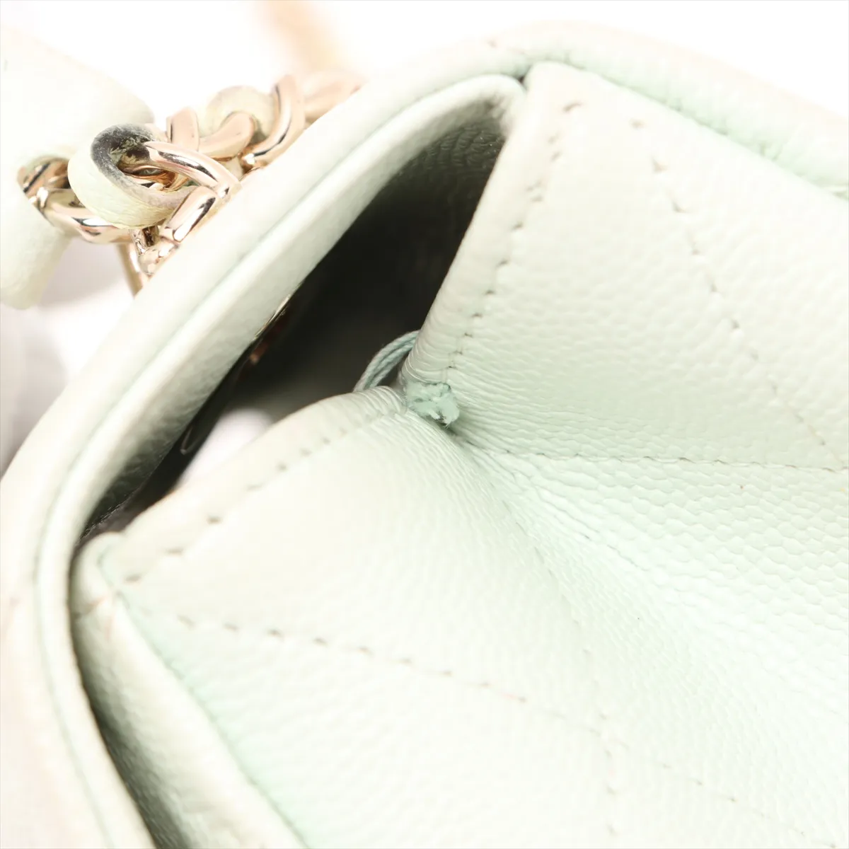 Matelasse Caviar Skin 2WAY Handbag Green Gold Hardware L55XGCP8 Random Serial — view 12