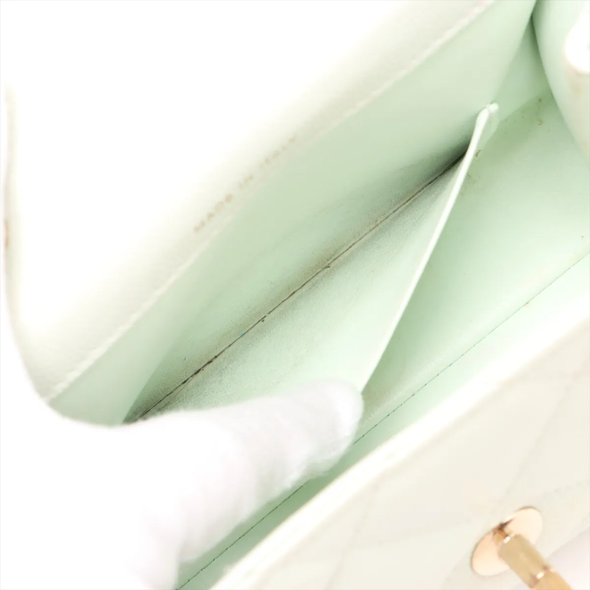 Matelasse Caviar Skin 2WAY Handbag Green Gold Hardware L55XGCP8 Random Serial — view 9