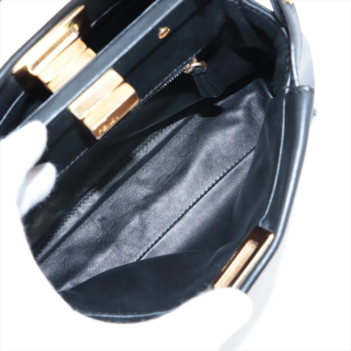 Mini Peekaboo Leather 2-Way Handbag, Black 8BN244 — view 8