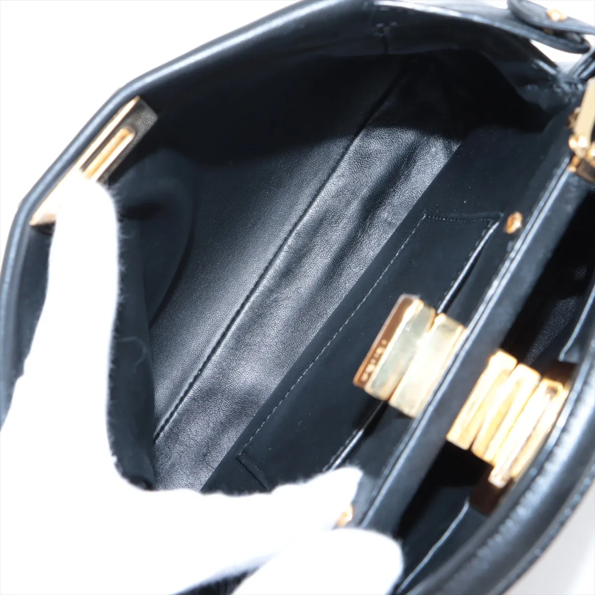 Mini Peekaboo Leather 2-Way Handbag, Black 8BN244 — view 9