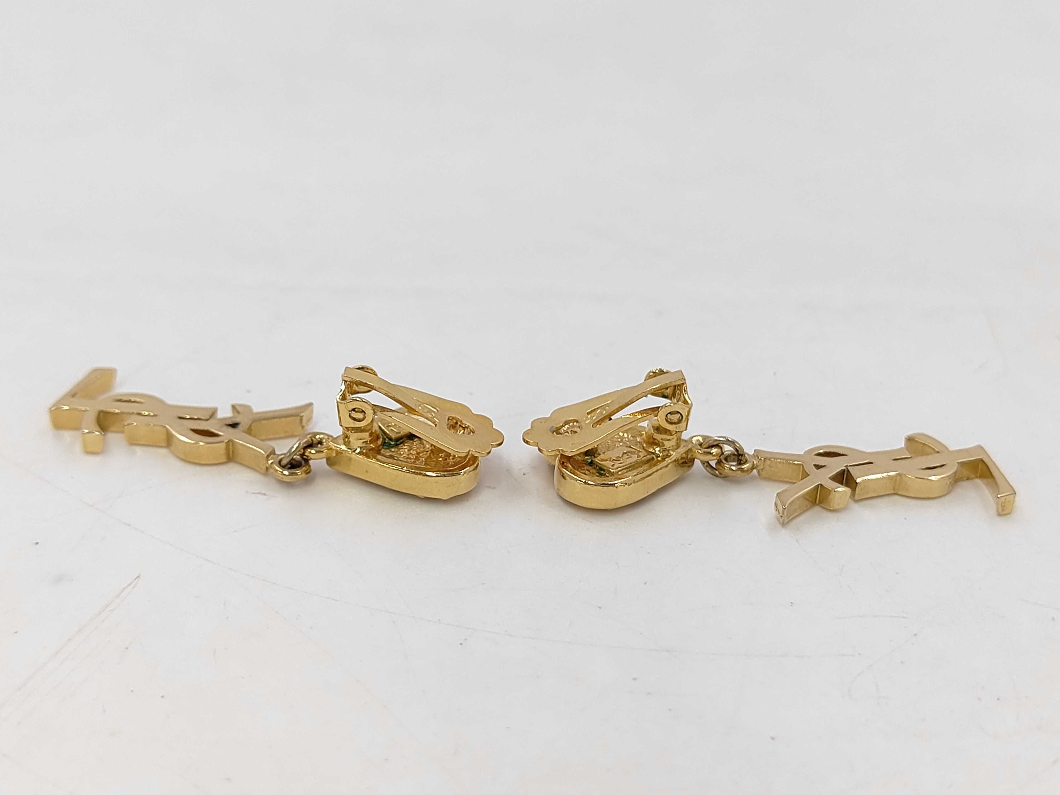earrings, YSL, rhinestone, gold plated, in box. — view 3