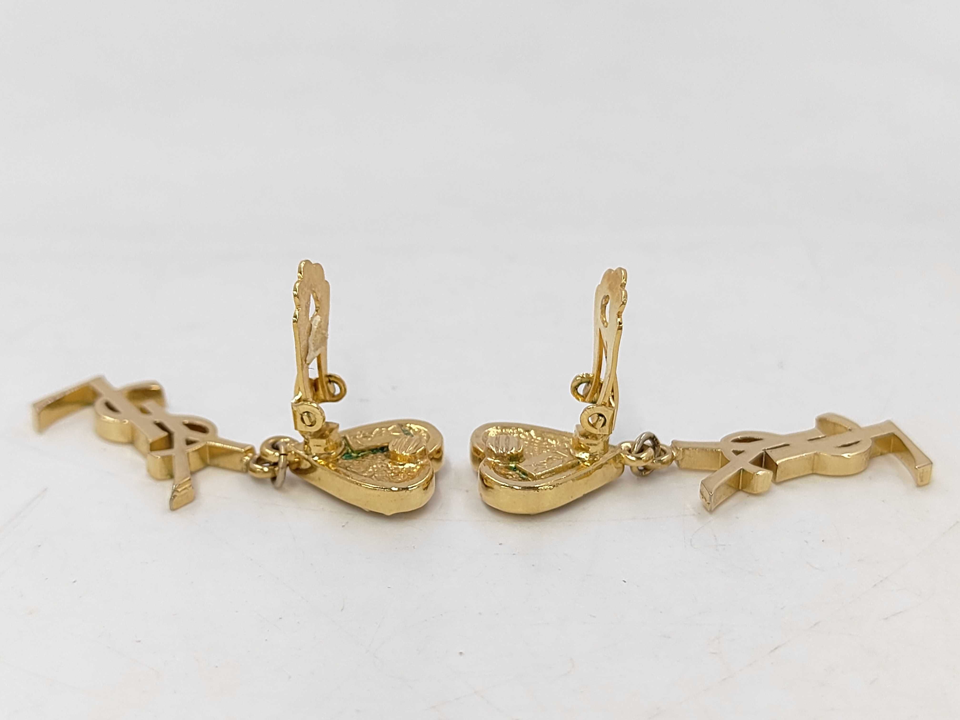 earrings, YSL, rhinestone, gold plated, in box. — view 4