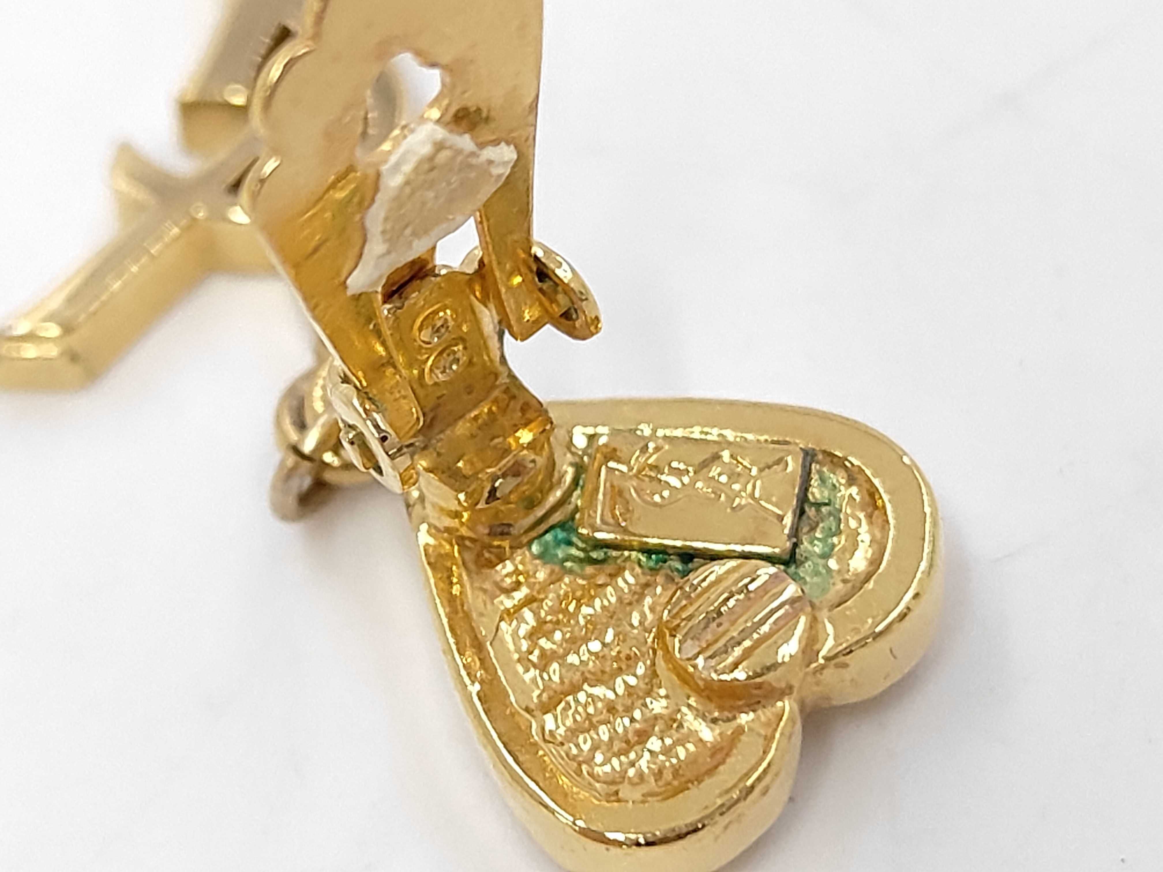 earrings, YSL, rhinestone, gold plated, in box. — view 5