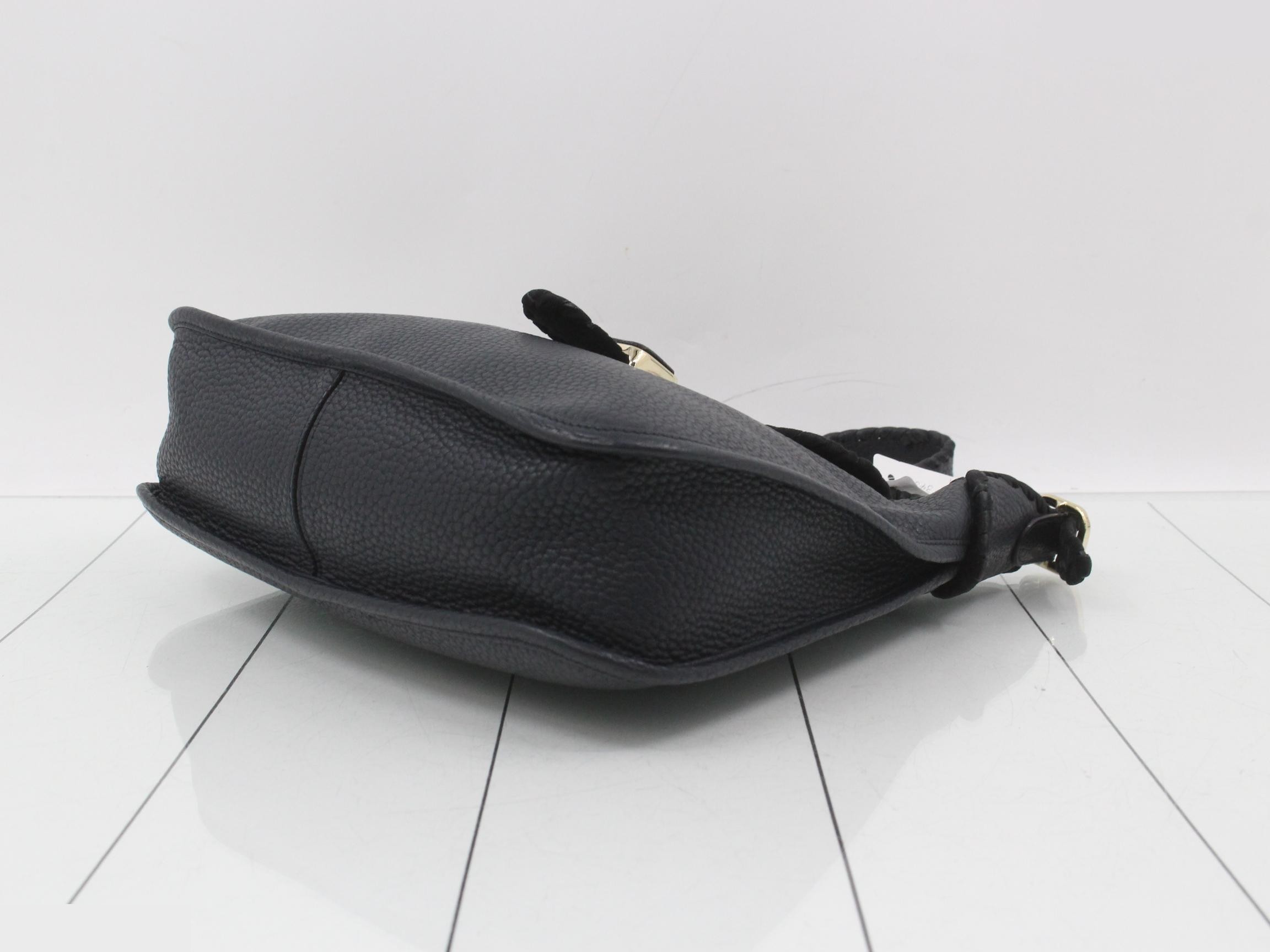 Granada Anagram Shoulder Bag, Leather, Navy — view 6