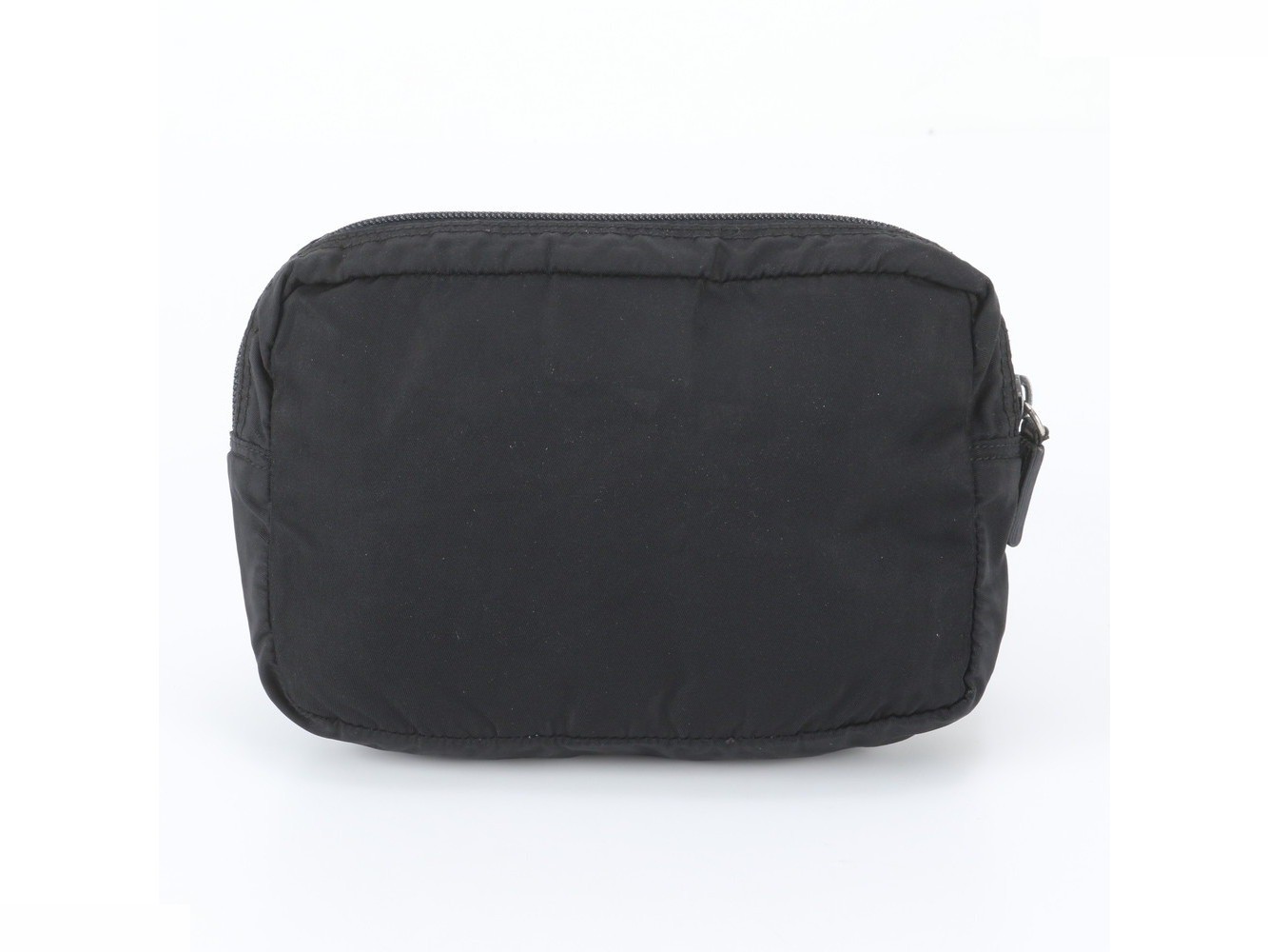 Tessuto Nylon Triangle Logo Leather Pouch — view 2