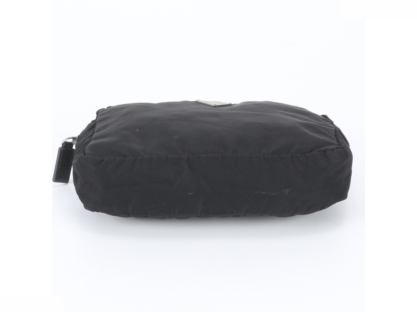 Tessuto Nylon Triangle Logo Leather Pouch — view 5