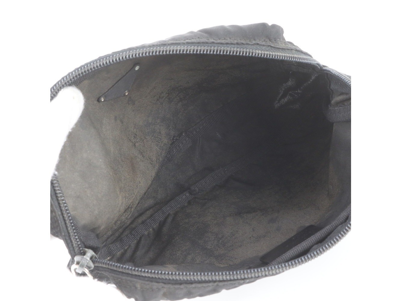 Tessuto Nylon Triangle Logo Leather Pouch — view 6