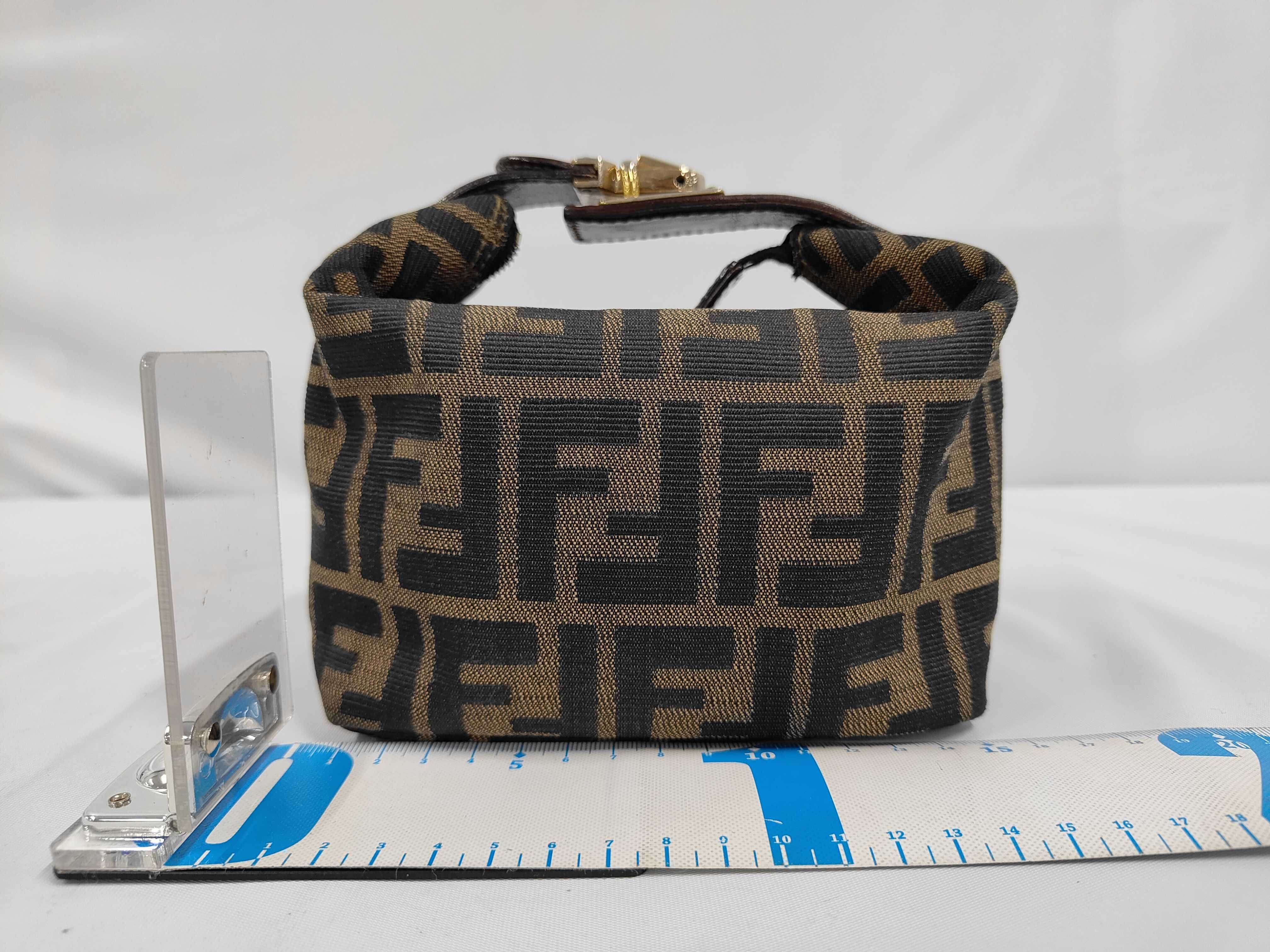 Zucca pattern pouch, canvas, brown handbag — view 2