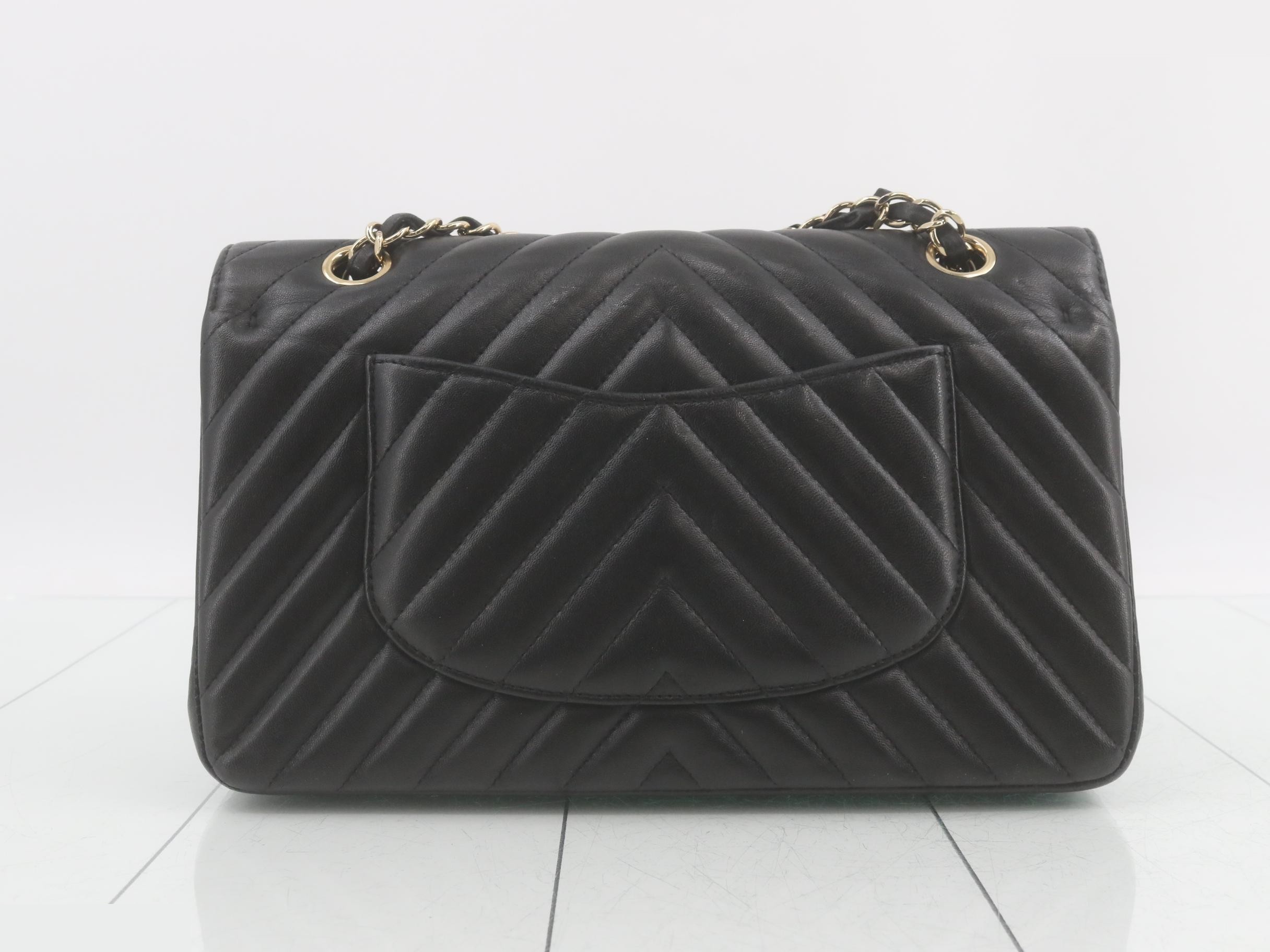 V-stitch lambskin double flap double chain shoulder bag — view 2