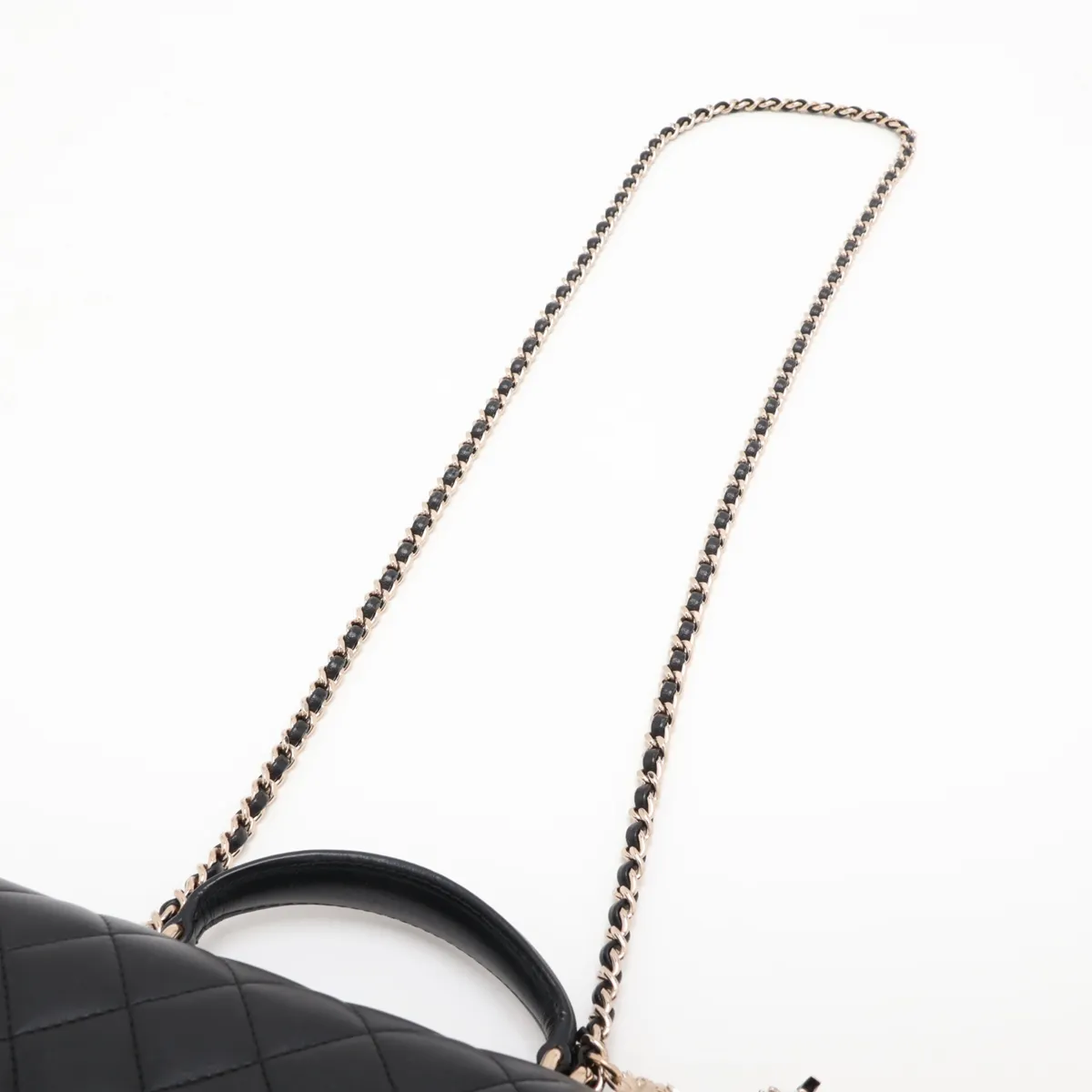 [Individually packaged] Chanel Matelassé Lambskin 2-Way Handbag, Top Handle, Black, Gold Hardware, E4K78551, Random Plate — view 7